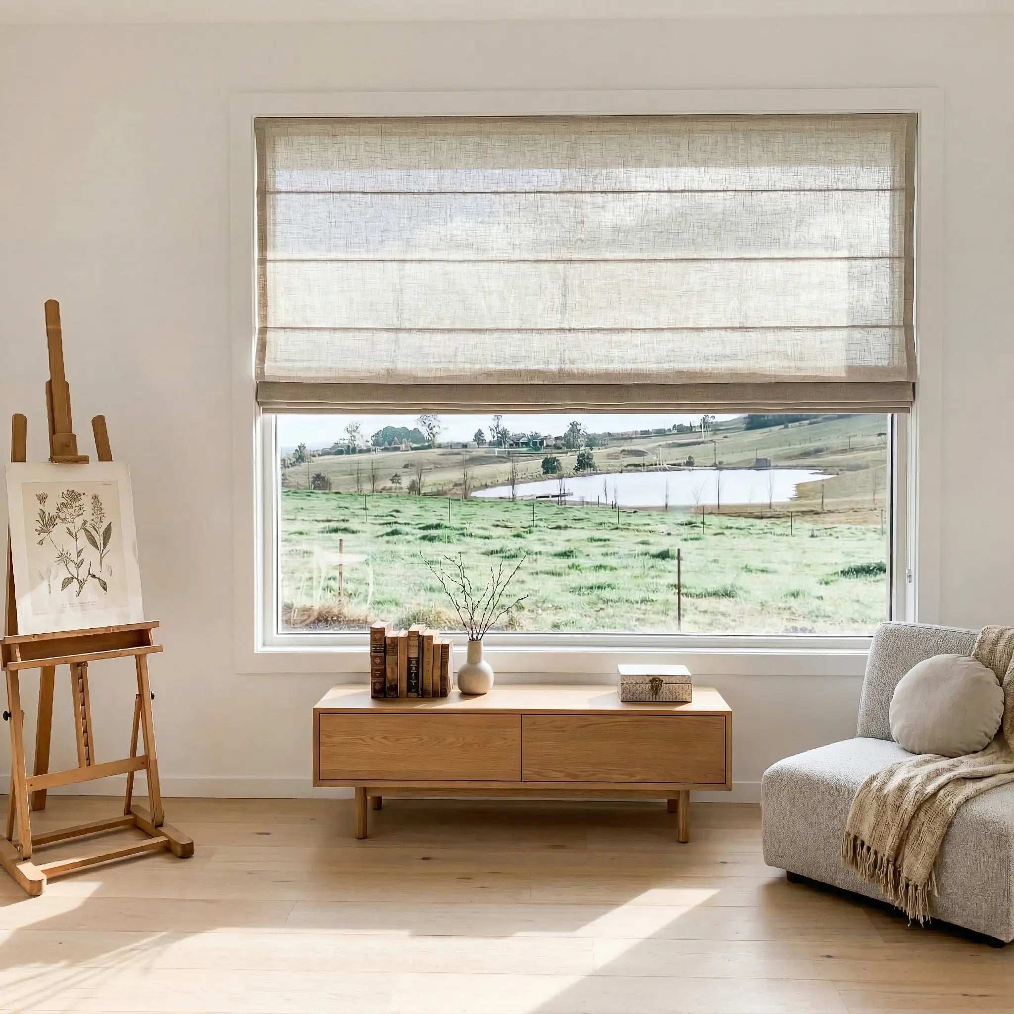 Mistwoven Linen Roman Shades | Soft Light Filtering | Custom Made