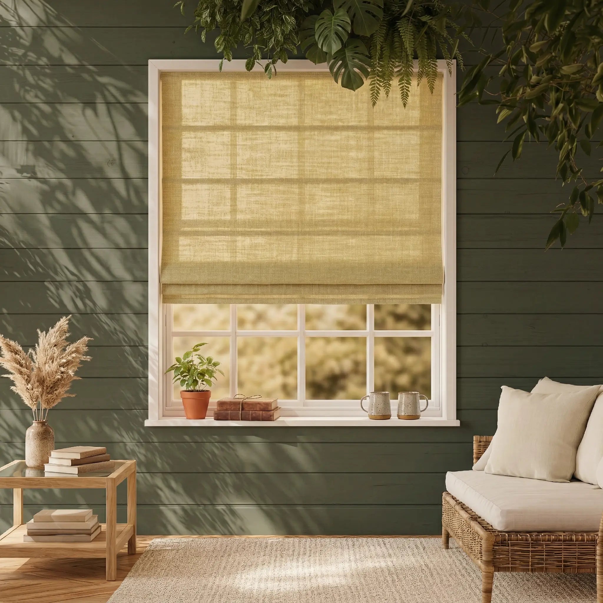 Costom Roman Shades Sage Green 1038-9