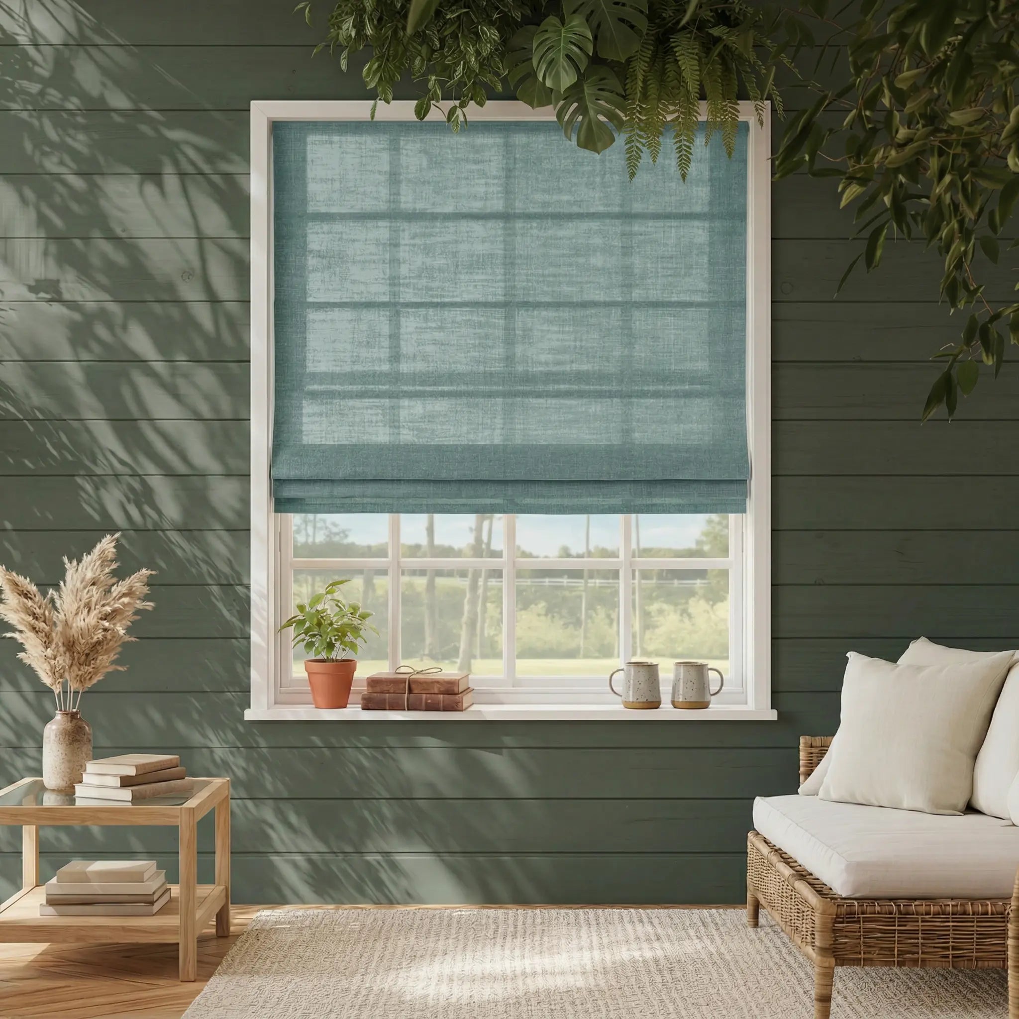 Costom Roman Shades Sky Blue 1038-12