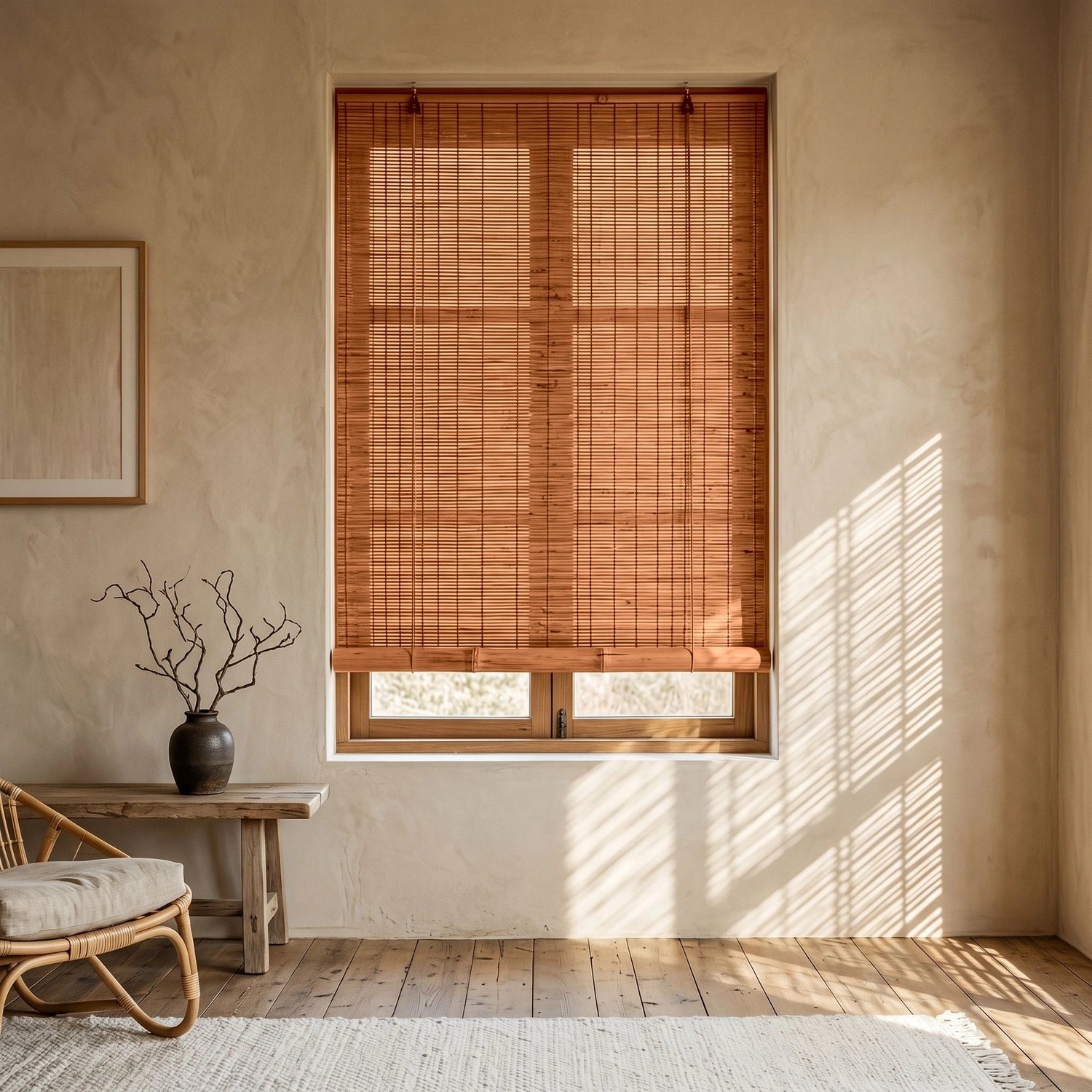 Custom Bamboo Blinds - Burnt Sienna in Wabi Living