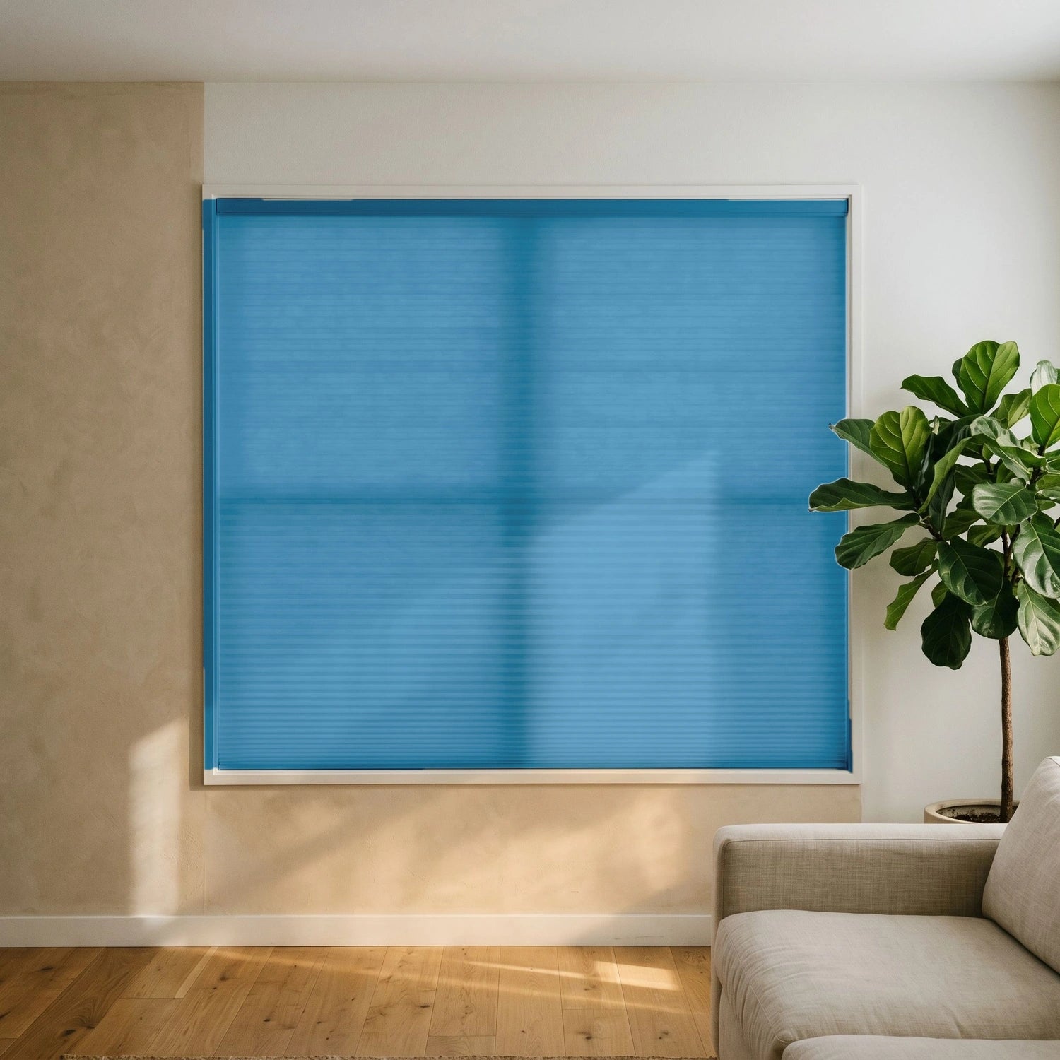Custom Cellular Shades - Sky Blue in Airy Living