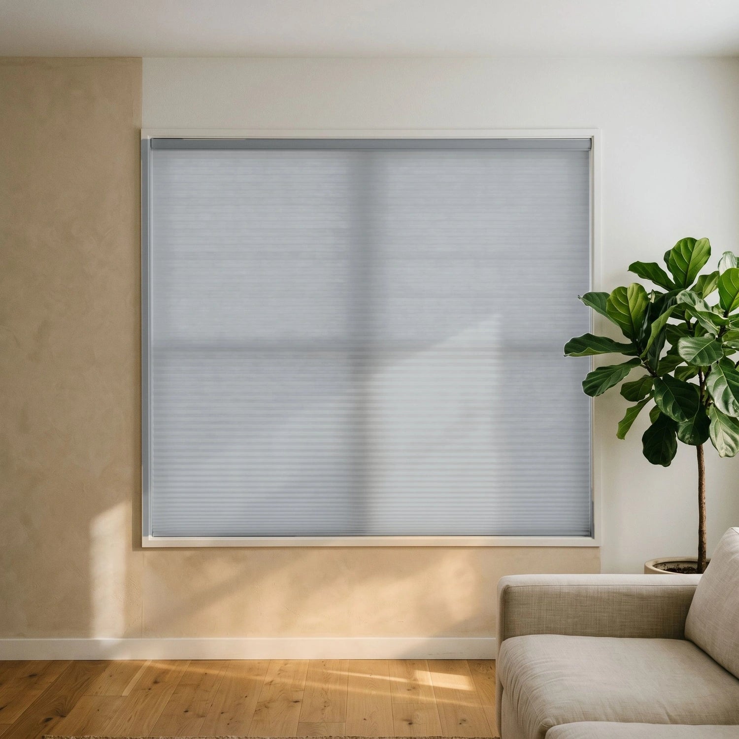 Custom Cellular Shades - Silver Grey in Airy Living