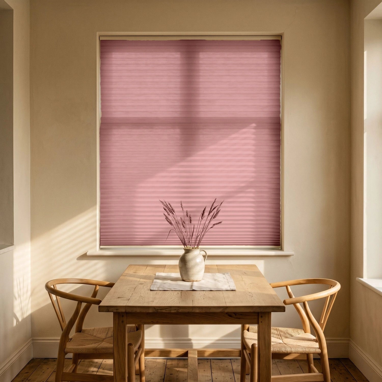 Custom Cellular Shades - Dusty Rose in Bright Dining