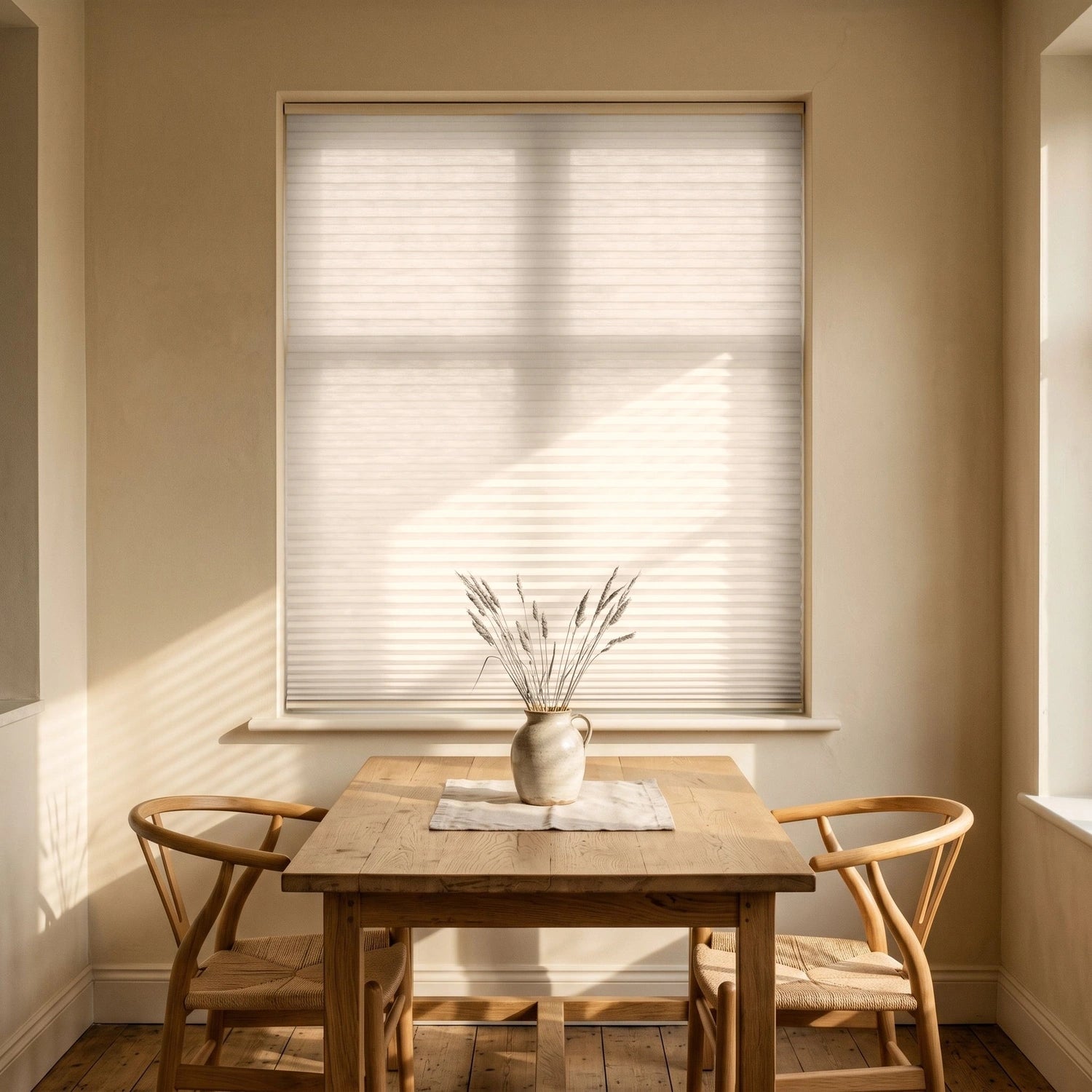 Custom Cellular Shades - Ivory Cream in Bright Dining