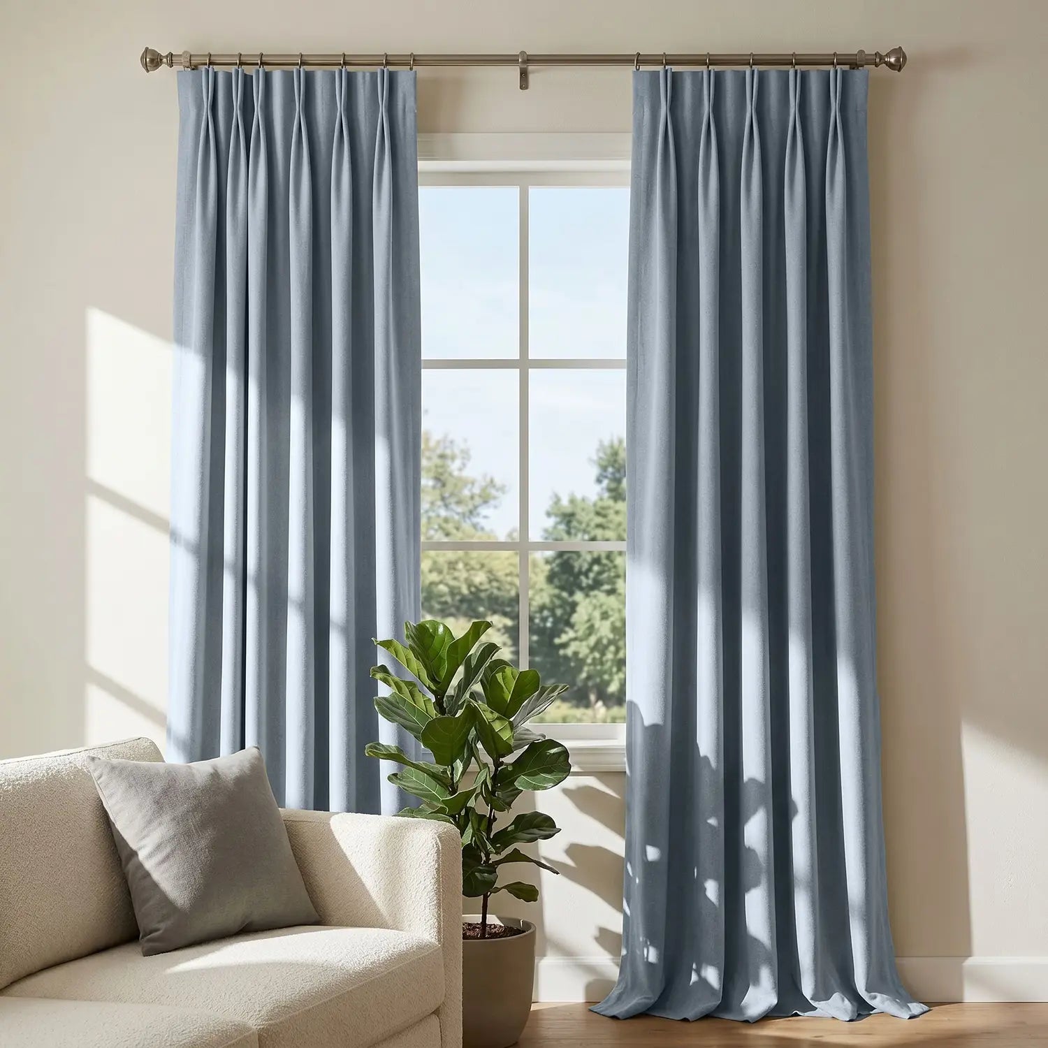 Custom Blackout Curtain - Sky Blue in room