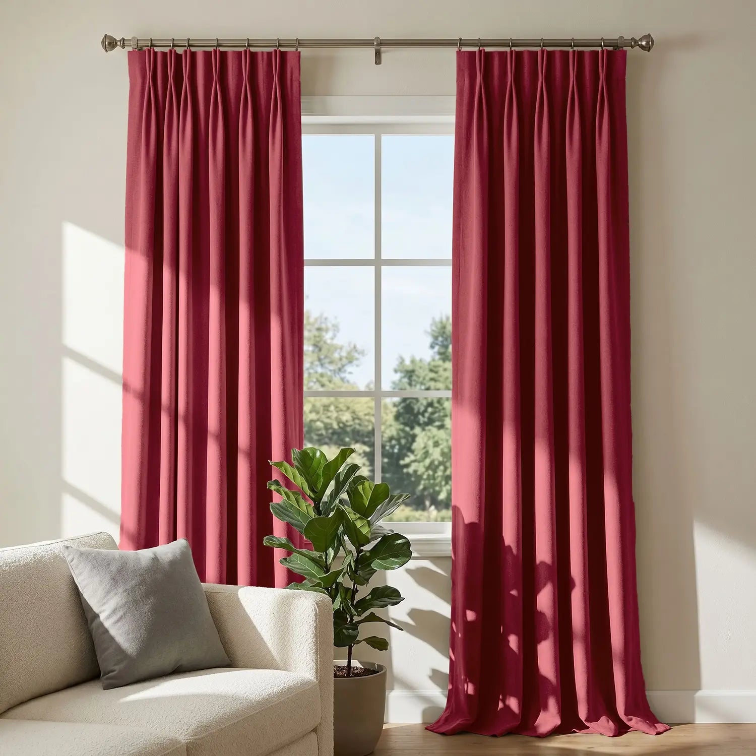 Custom Blackout Curtain - Brick Red in room
