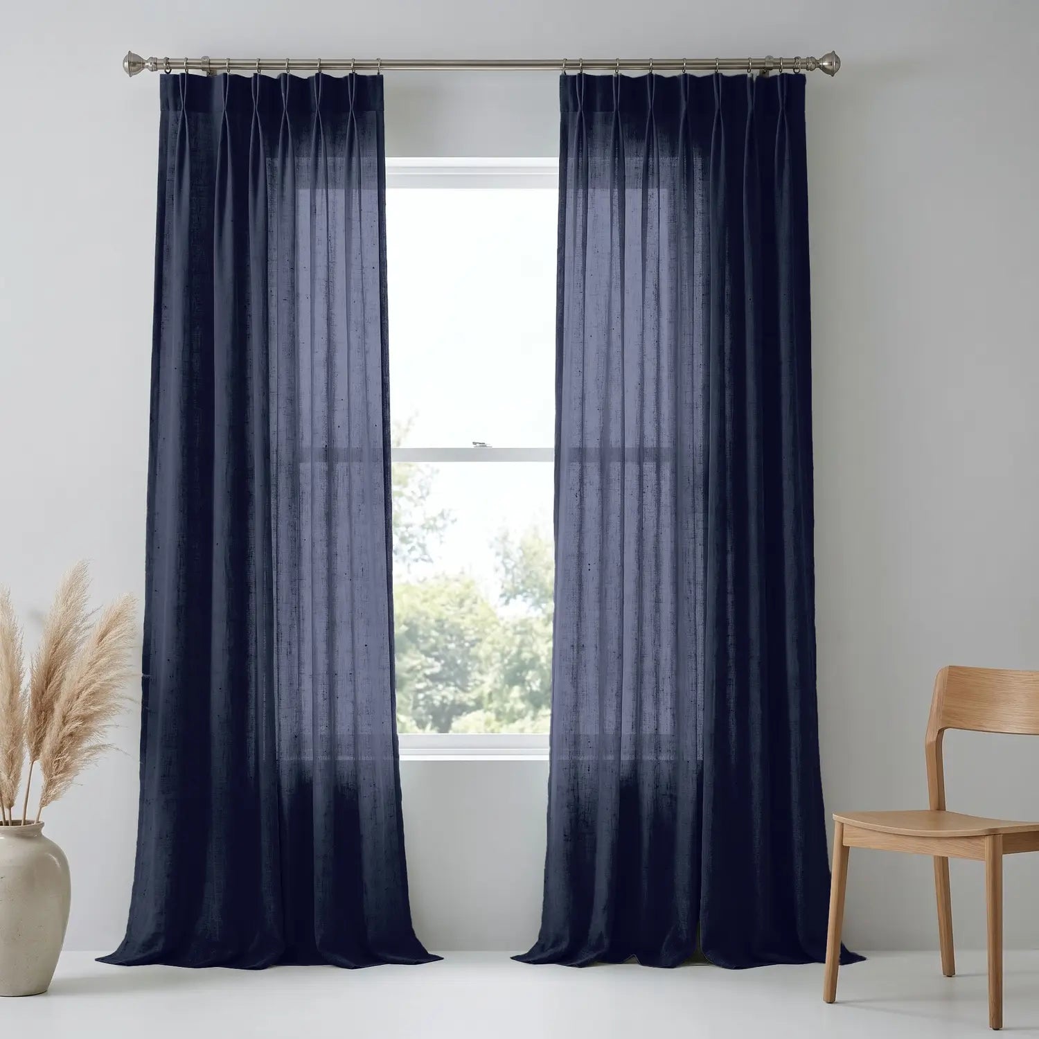 Custom Blackout Curtain - Dusty Blue in room