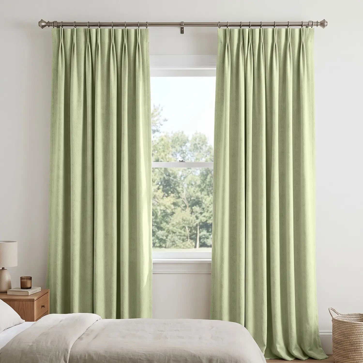 Custom Blackout Curtain - Pale Sage in room