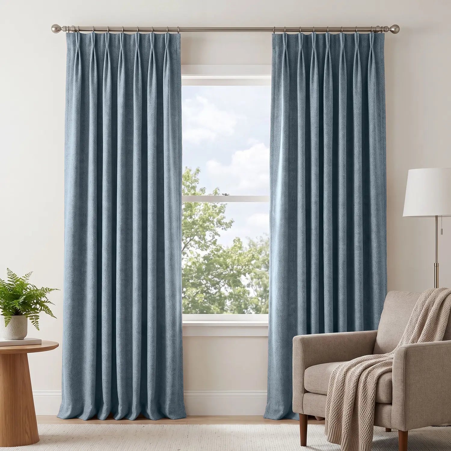 Custom Blackout Curtain - Sky Blue in room