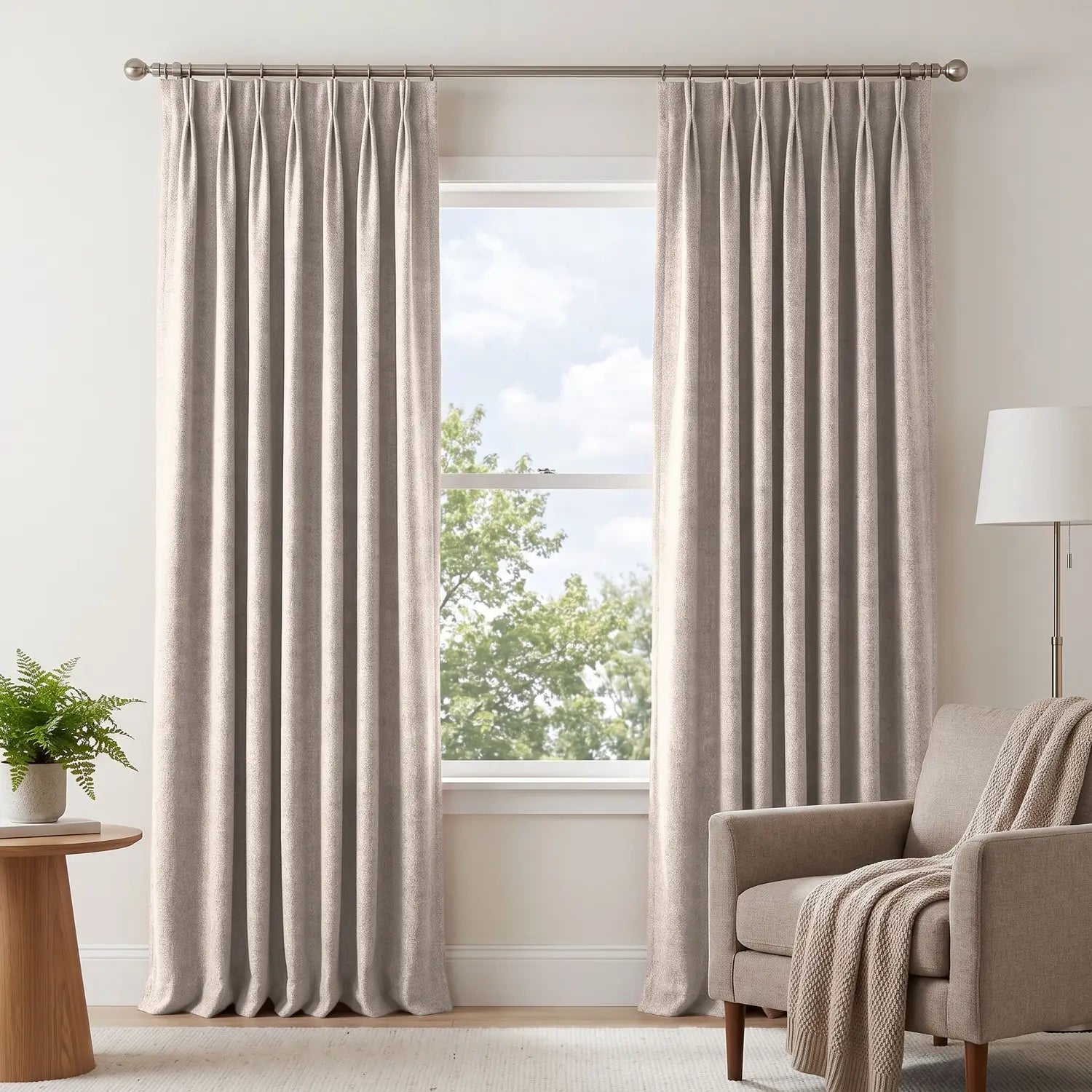 Custom Blackout Curtain - Greige in room