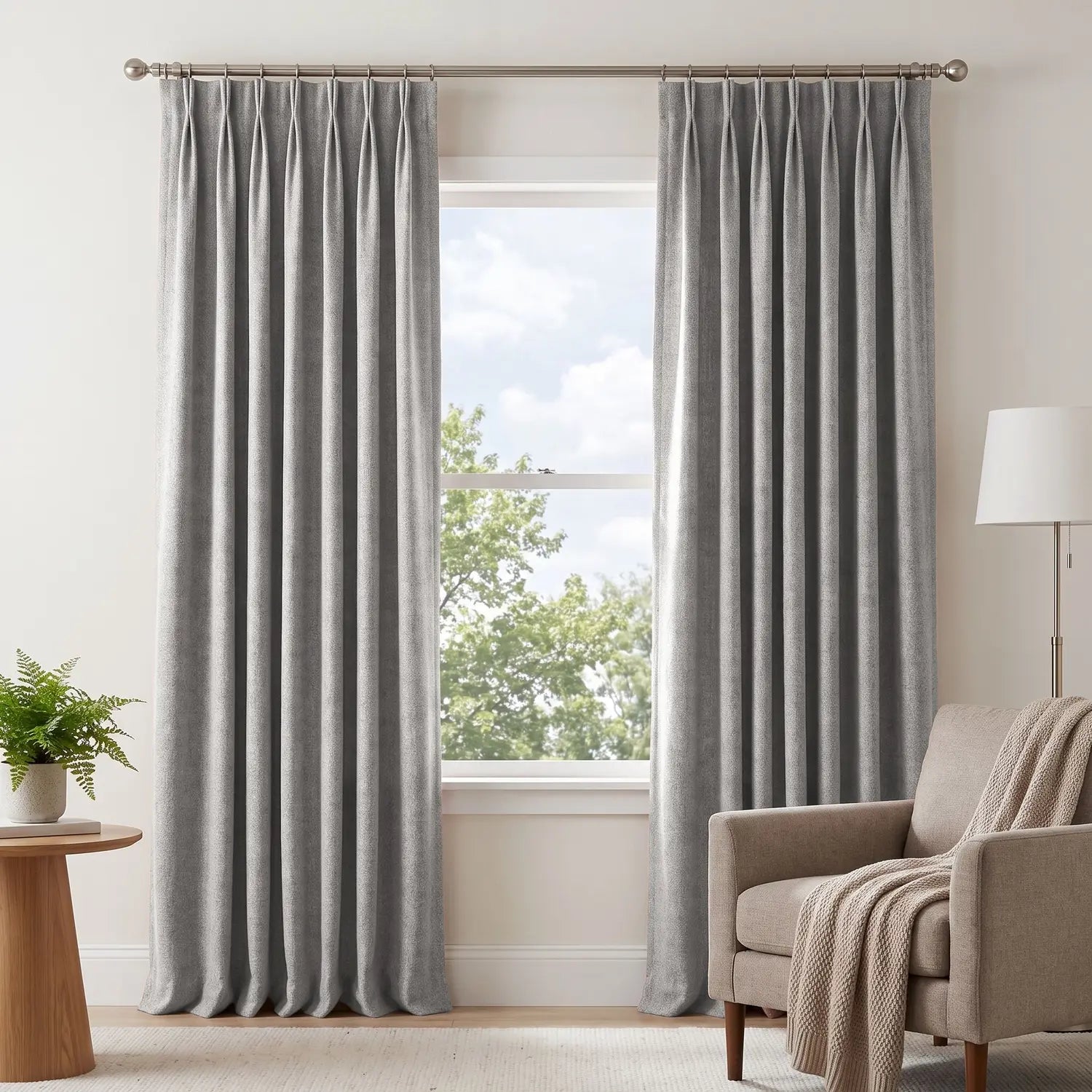 Custom Blackout Curtain - Ash Grey in room