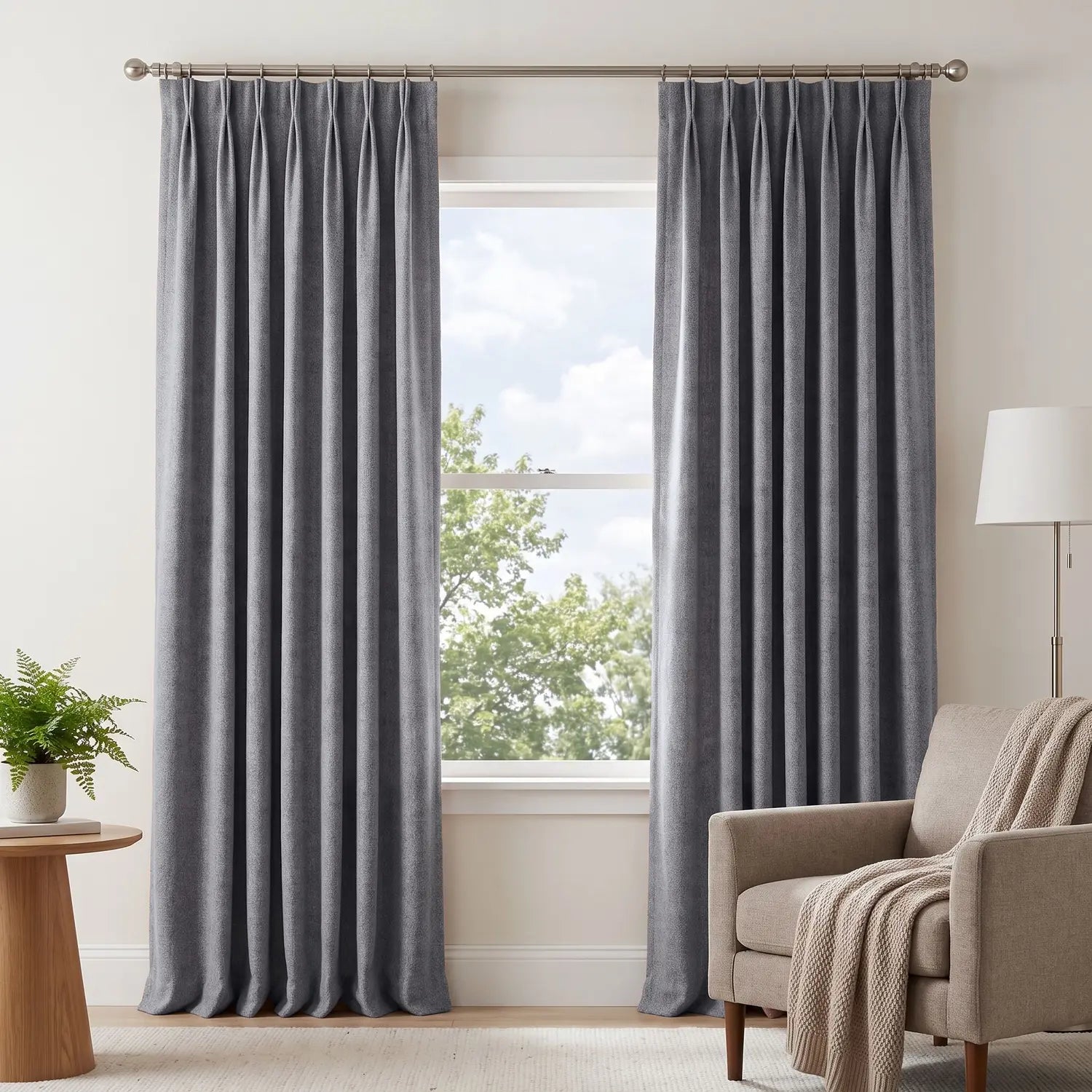 Custom Blackout Curtain - Pewter Grey in room