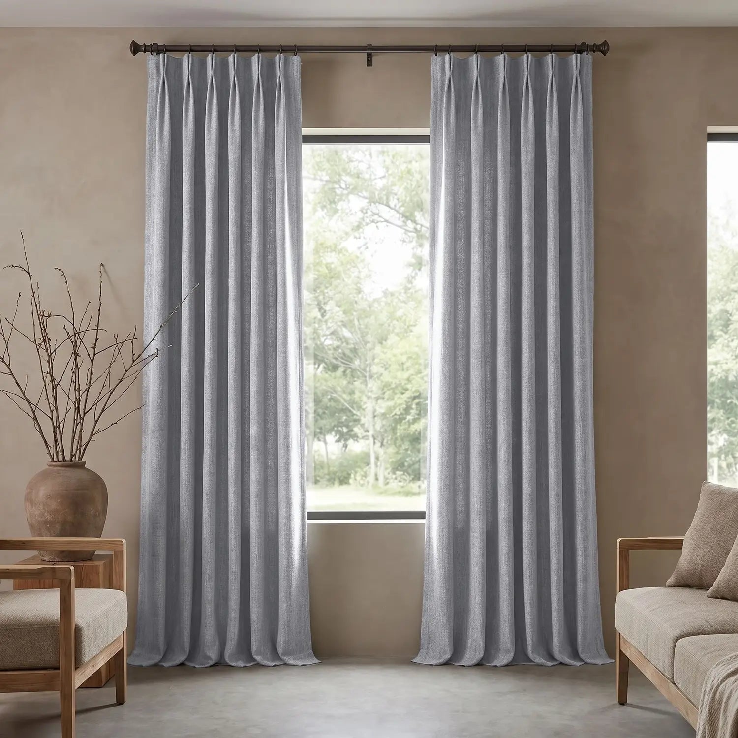 Custom Blackout Curtain - Pearl Grey in room