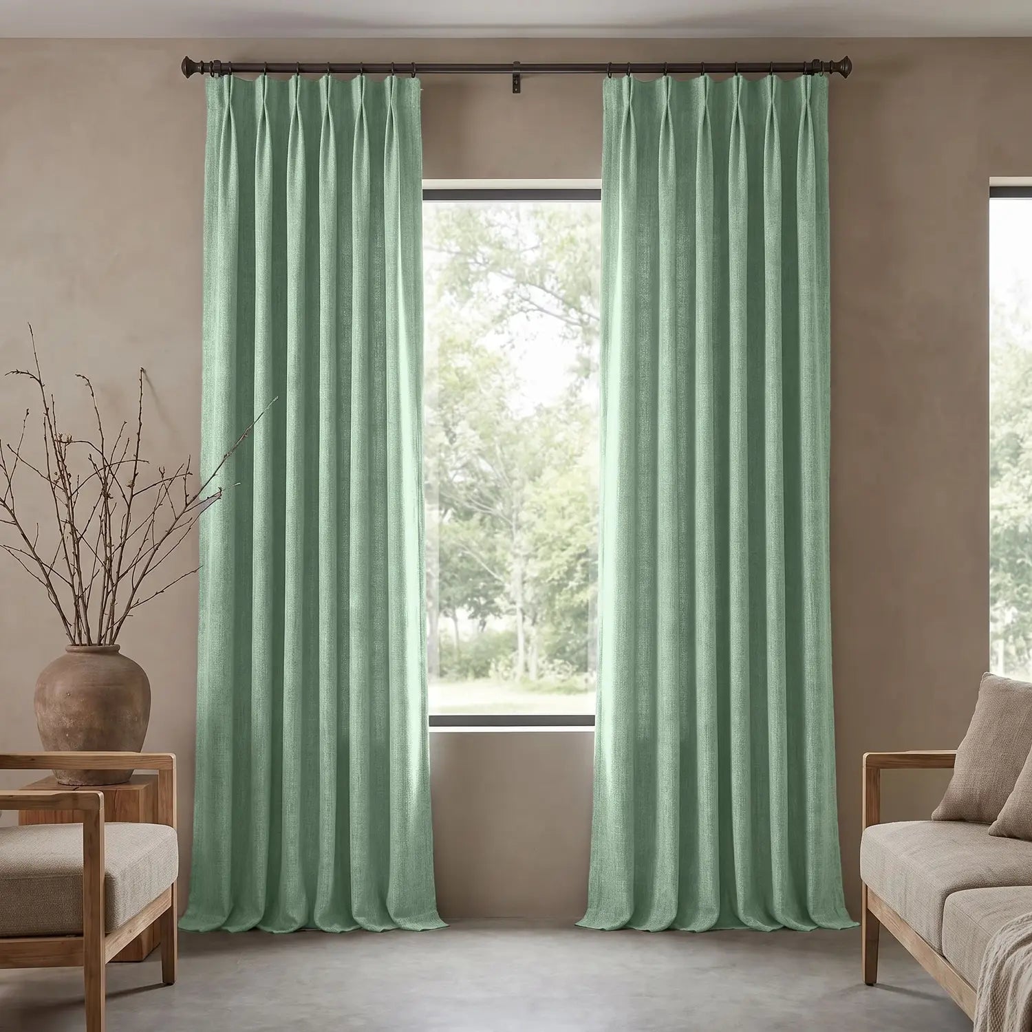 Custom Blackout Curtain - Pale Sage in room