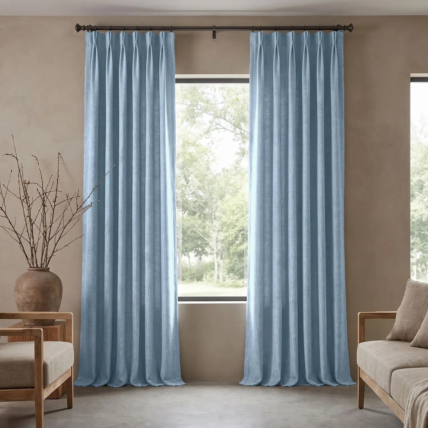 Custom Blackout Curtain - Powder Blue in room