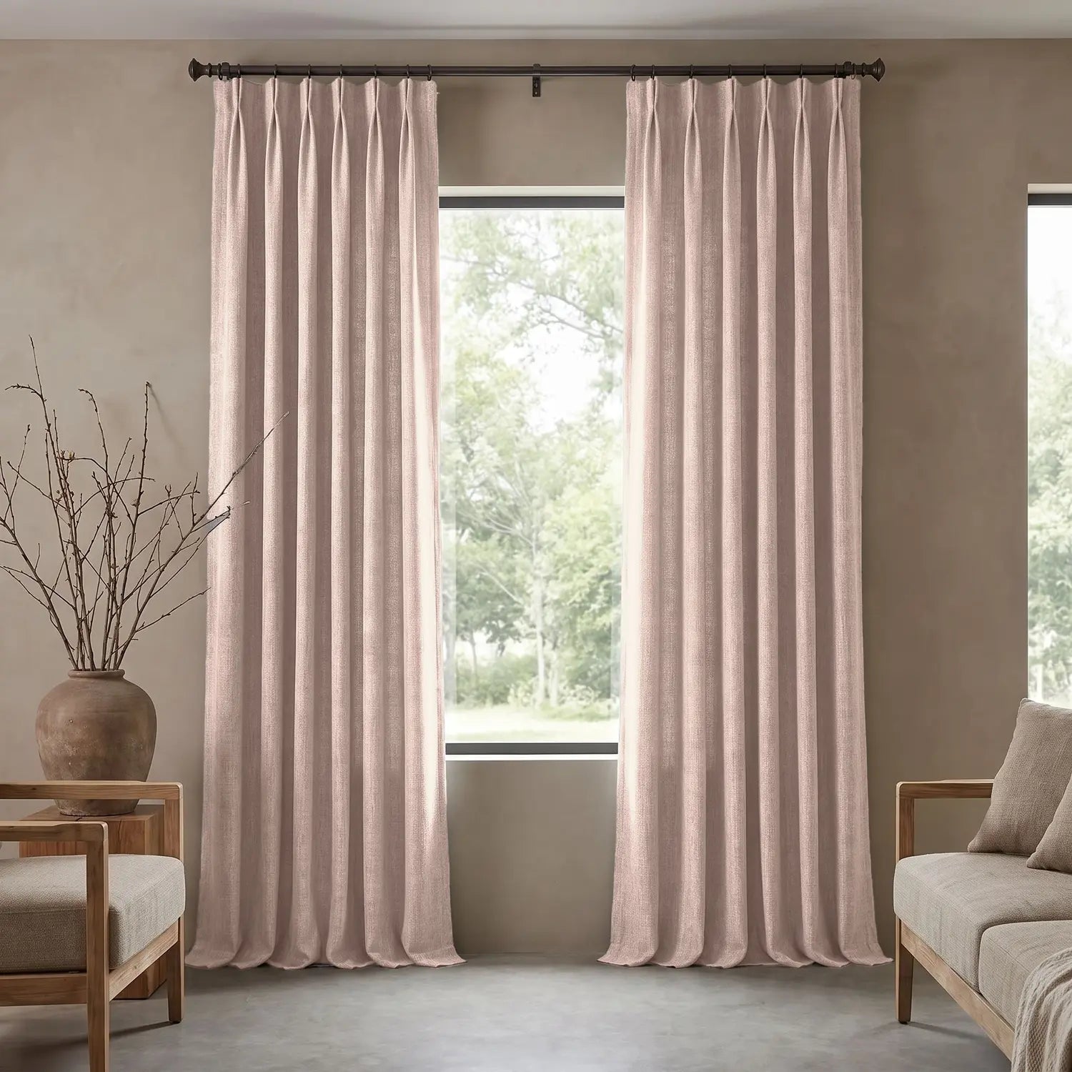 Custom Blackout Curtain - Apricot in room