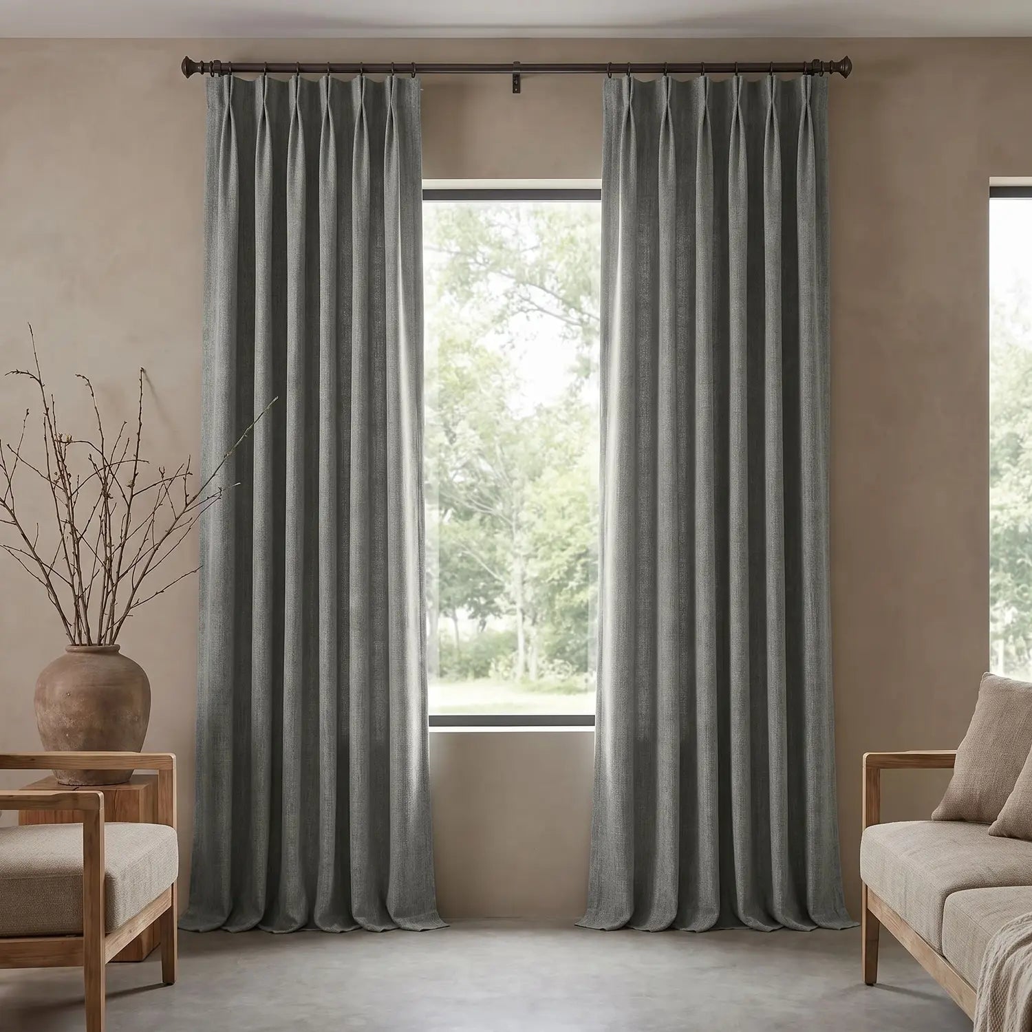 Custom Blackout Curtain - Clay Taupe in room