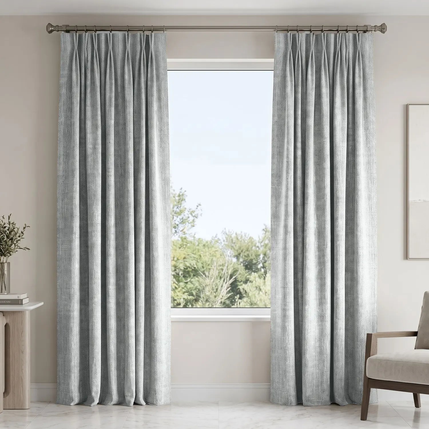 Custom Blackout Curtain - Mist Grey in room