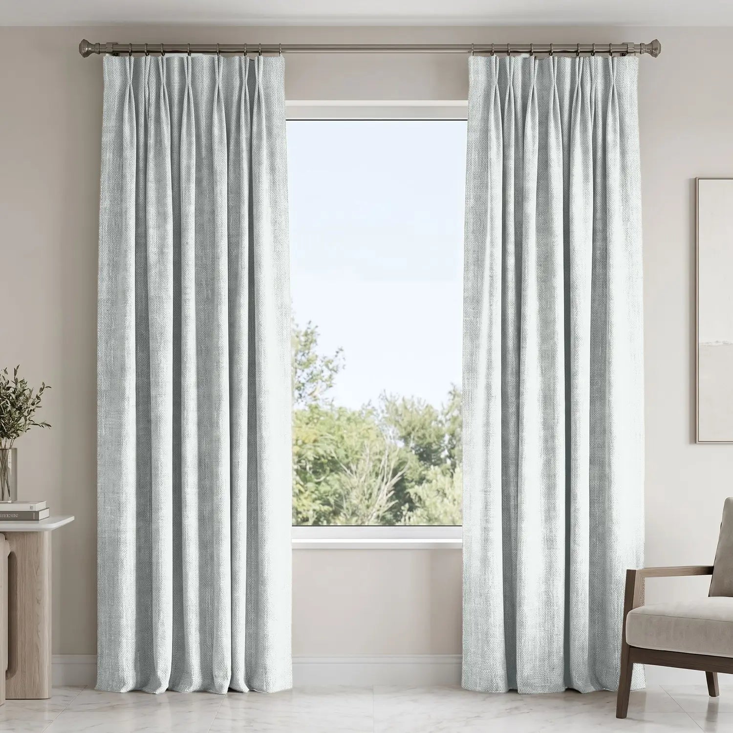 Custom Blackout Curtain - Pearl Grey in room