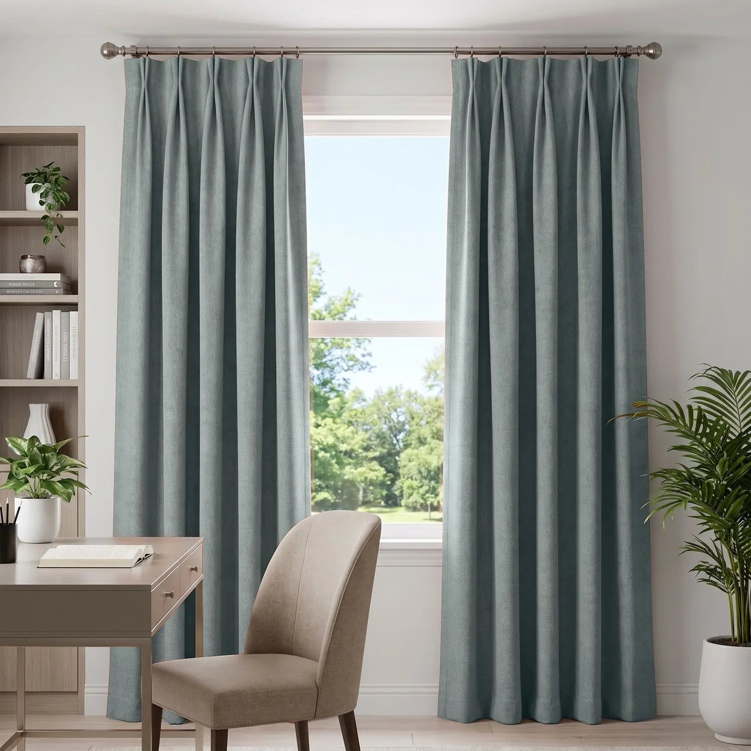 Custom Blackout Curtain - Smoke Grey in room
