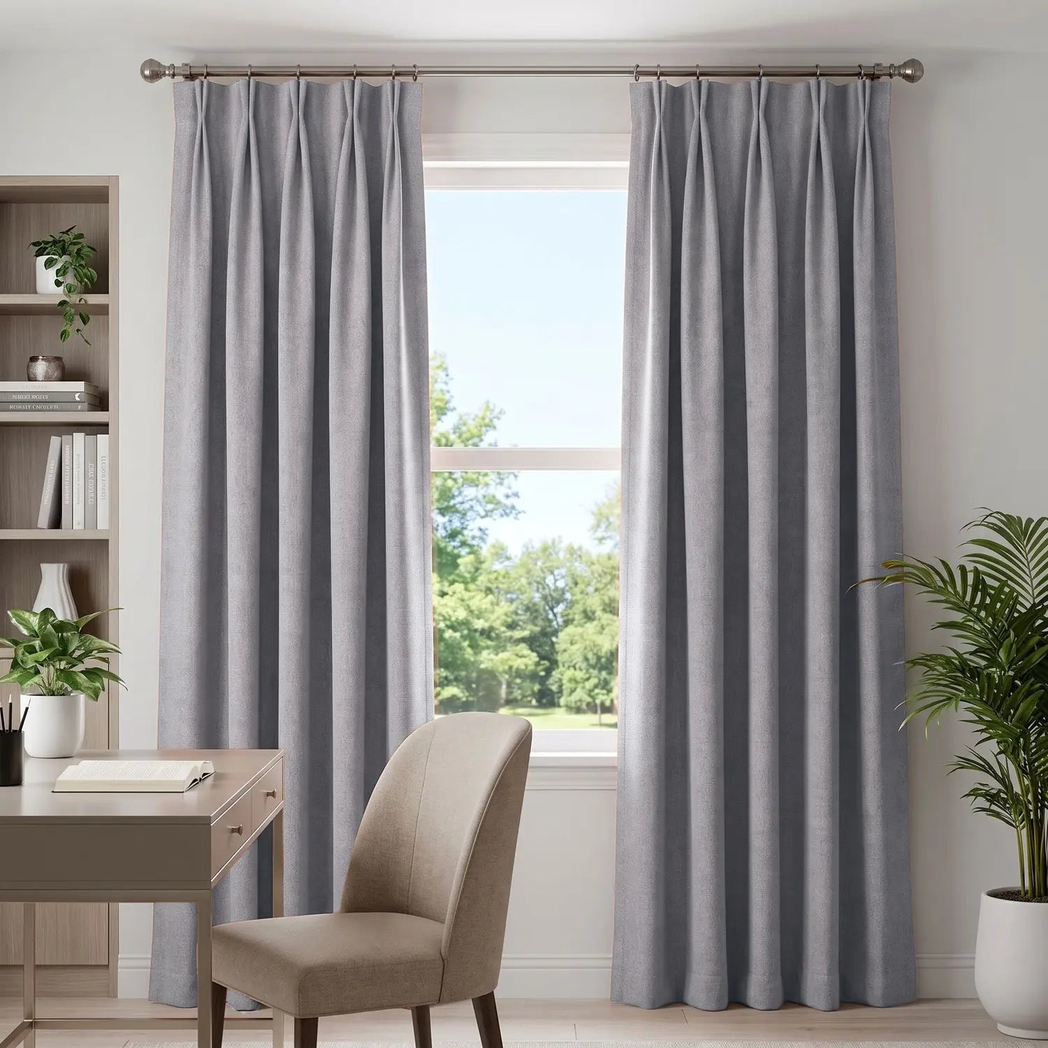 Custom Blackout Curtain - Stone Grey in room