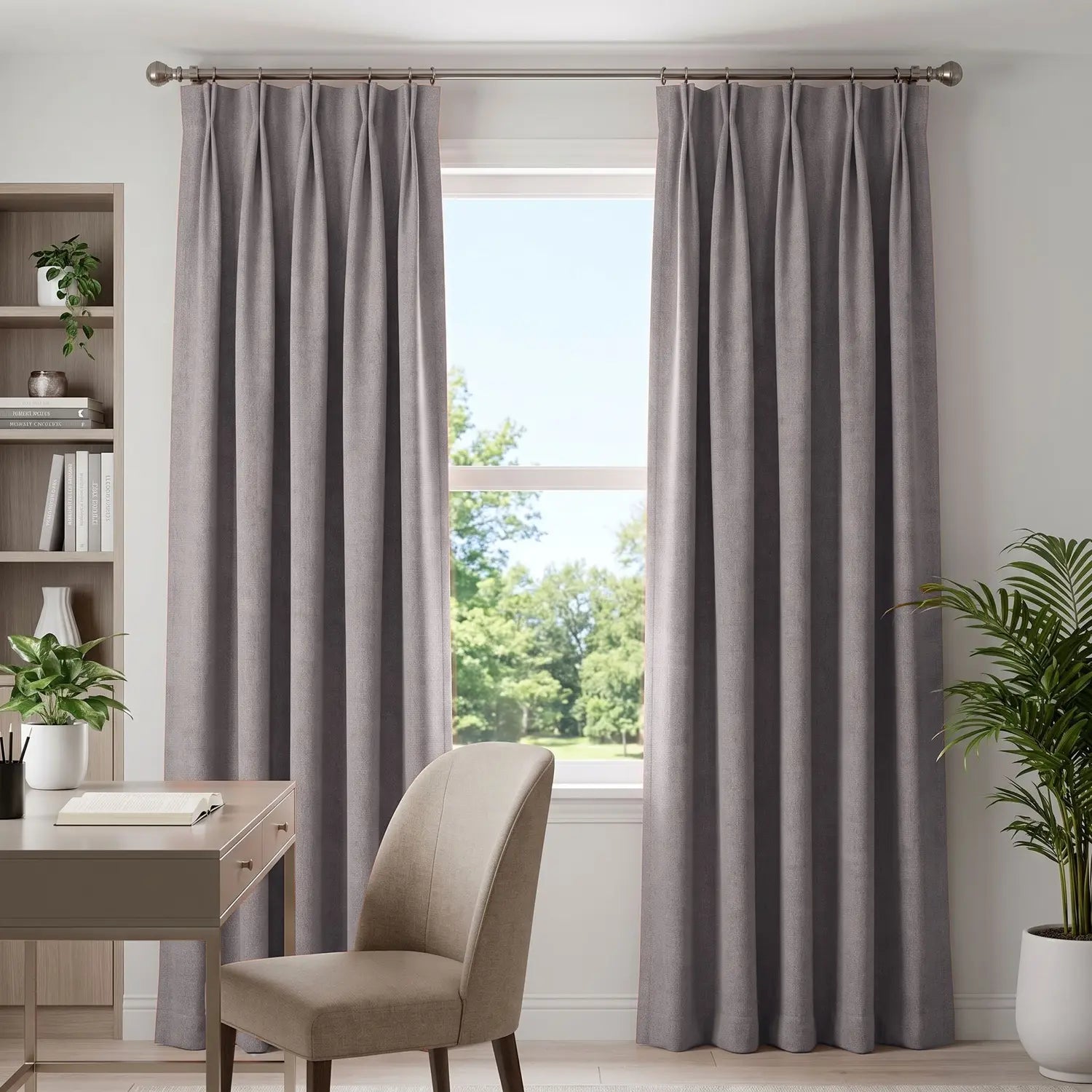 Custom Blackout Curtain - Slate Grey in room