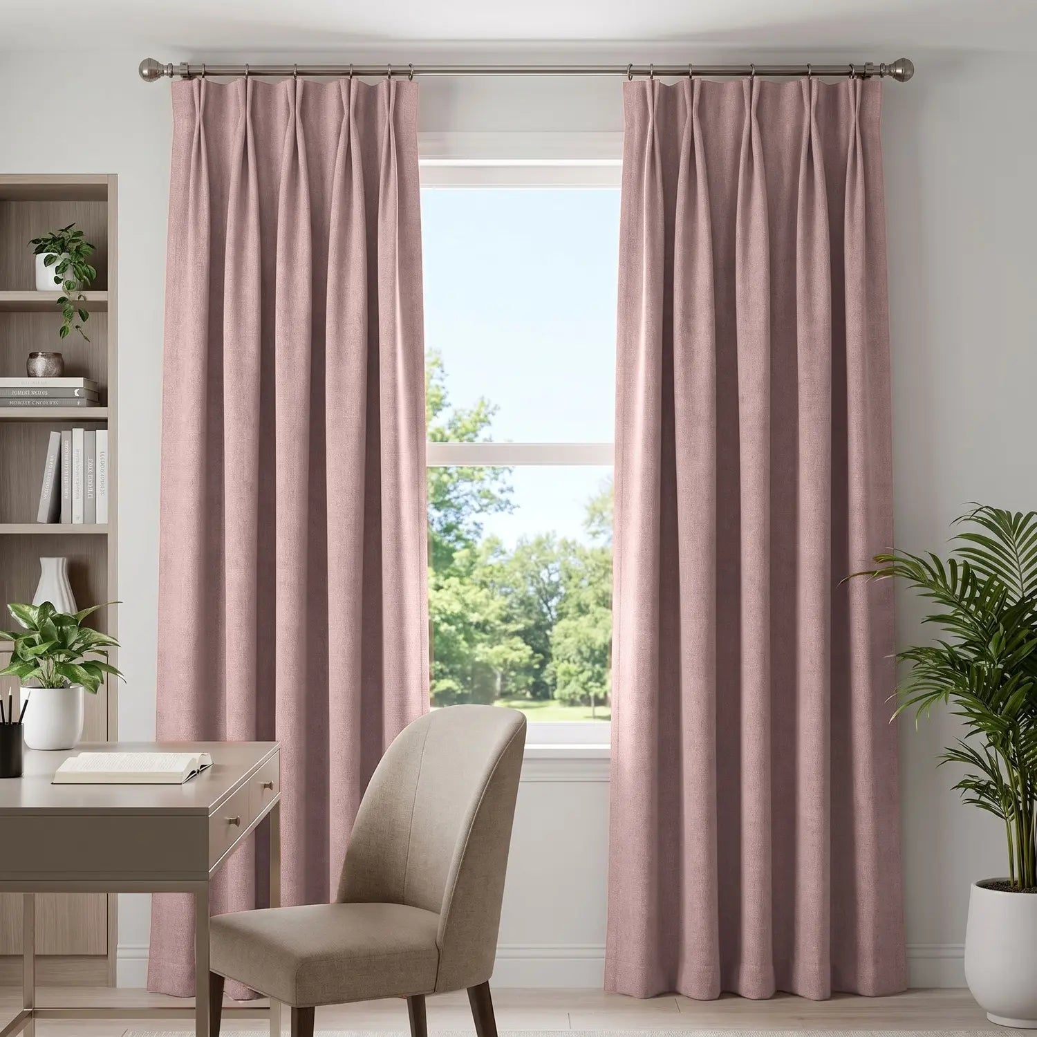 Custom Blackout Curtain - Oat Beige in room
