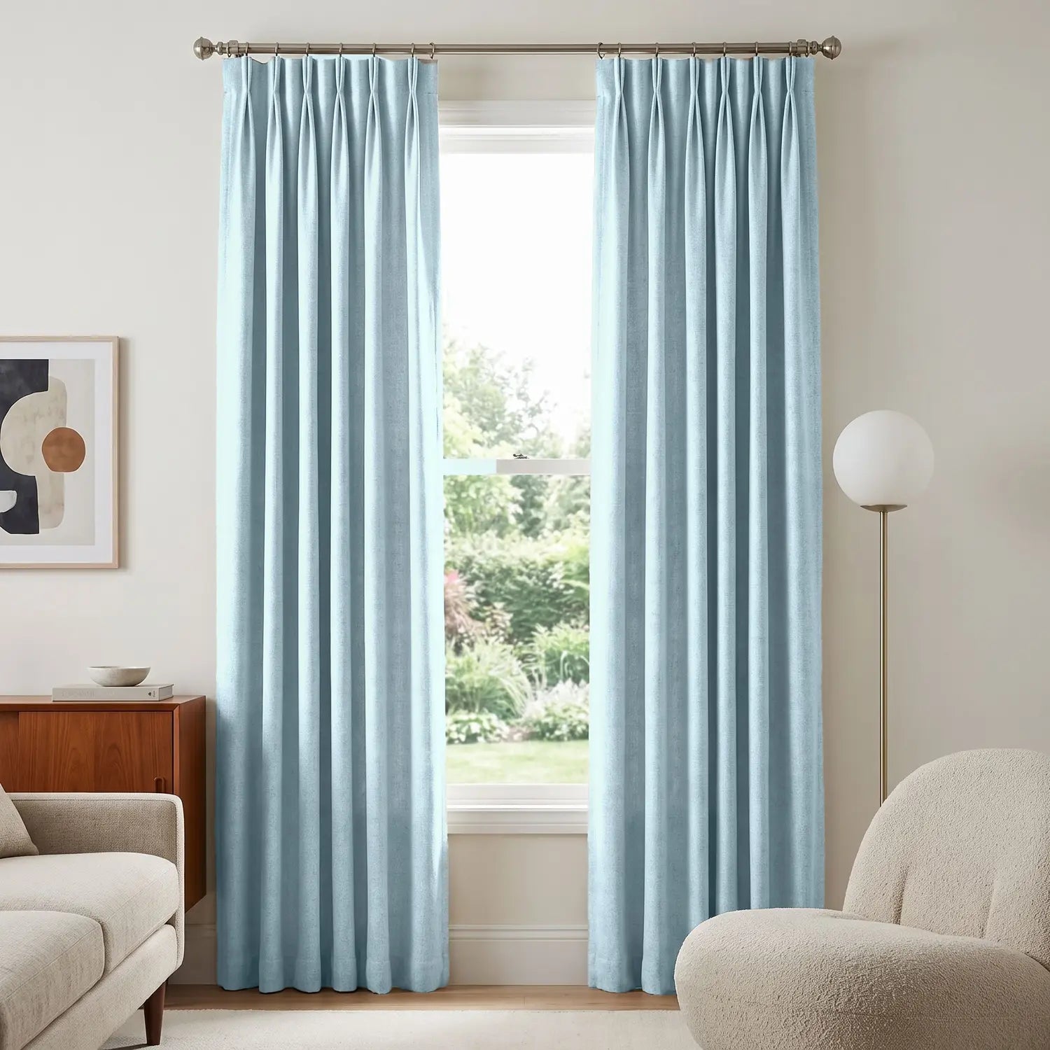Custom Blackout Curtain - Powder Blue in room