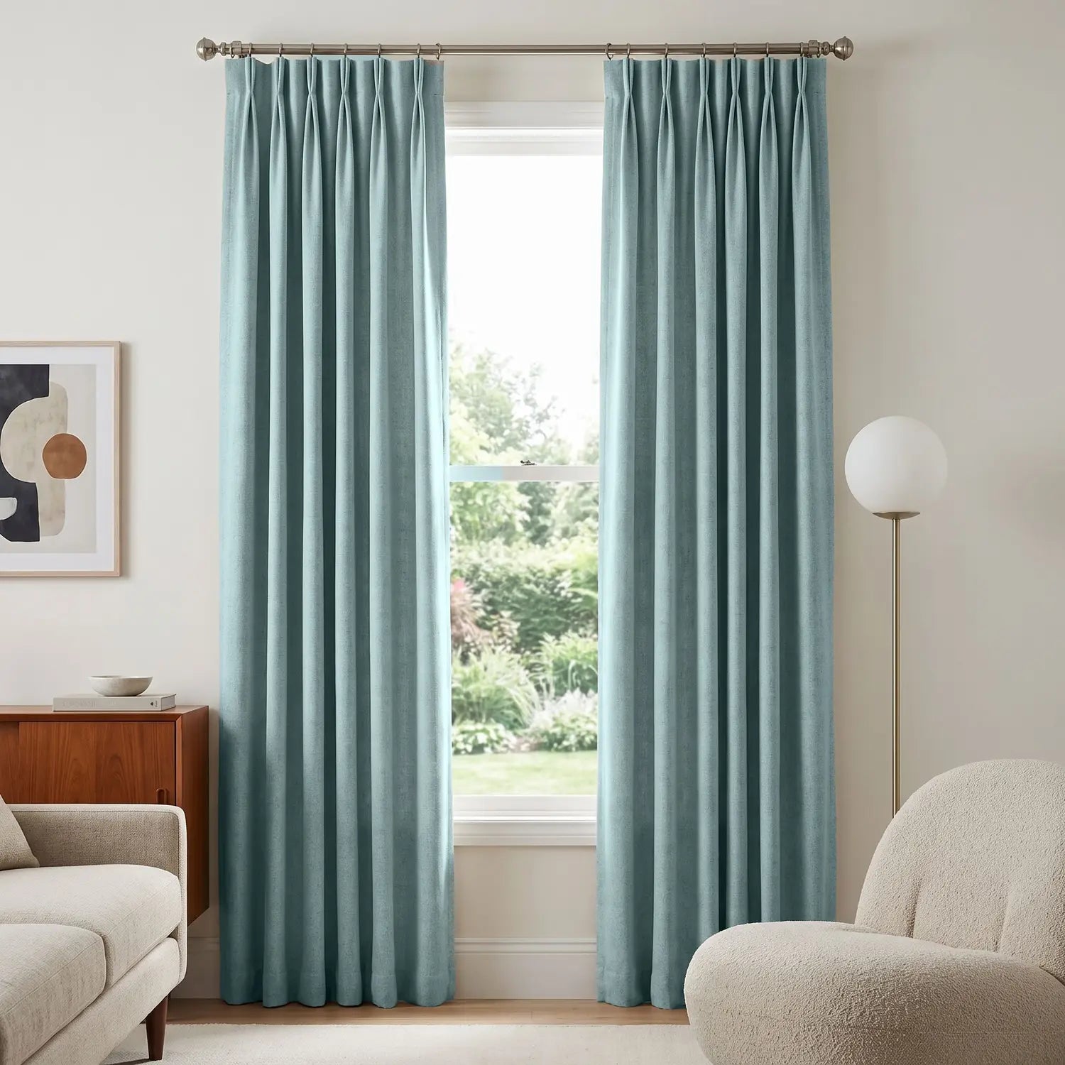 Custom Blackout Curtain - Sea Teal in room