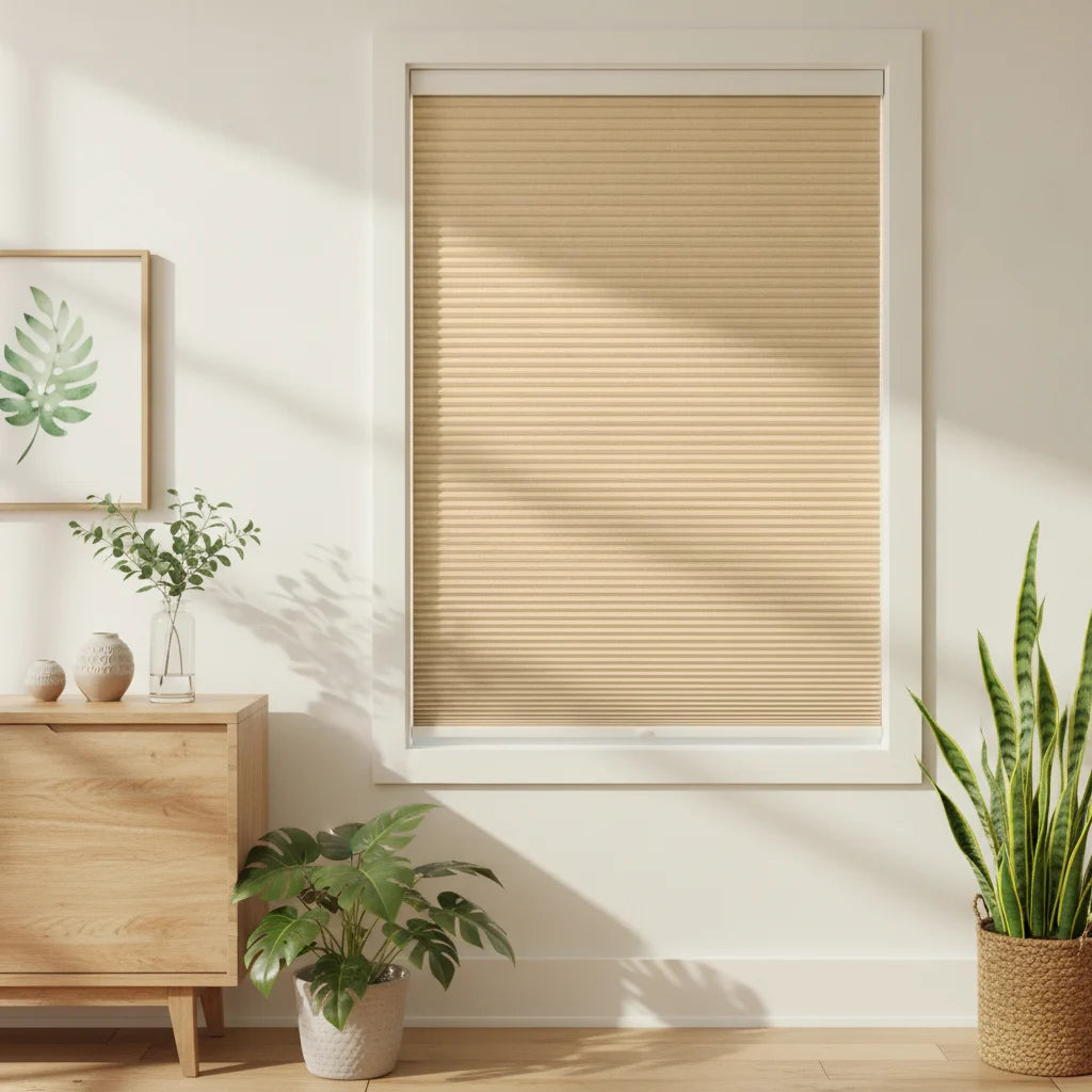 Custom Blackout Cellular Shades - OM3-1 in Dining Corner