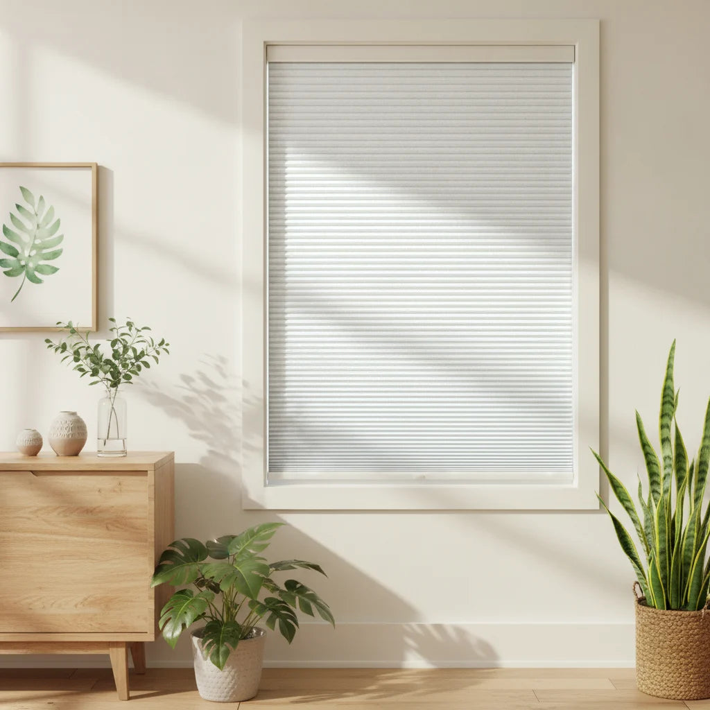 Custom Blackout Cellular Shades - OM3-17 in Dining Corner