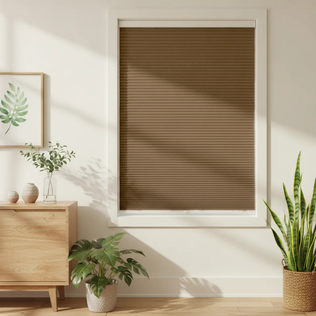 Custom Blackout Cellular Shades - OM3-2 in Dining Corner