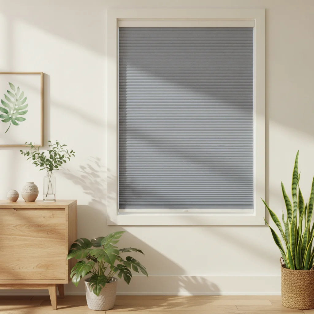 Custom Blackout Cellular Shades - OM3-4 in Dining Corner