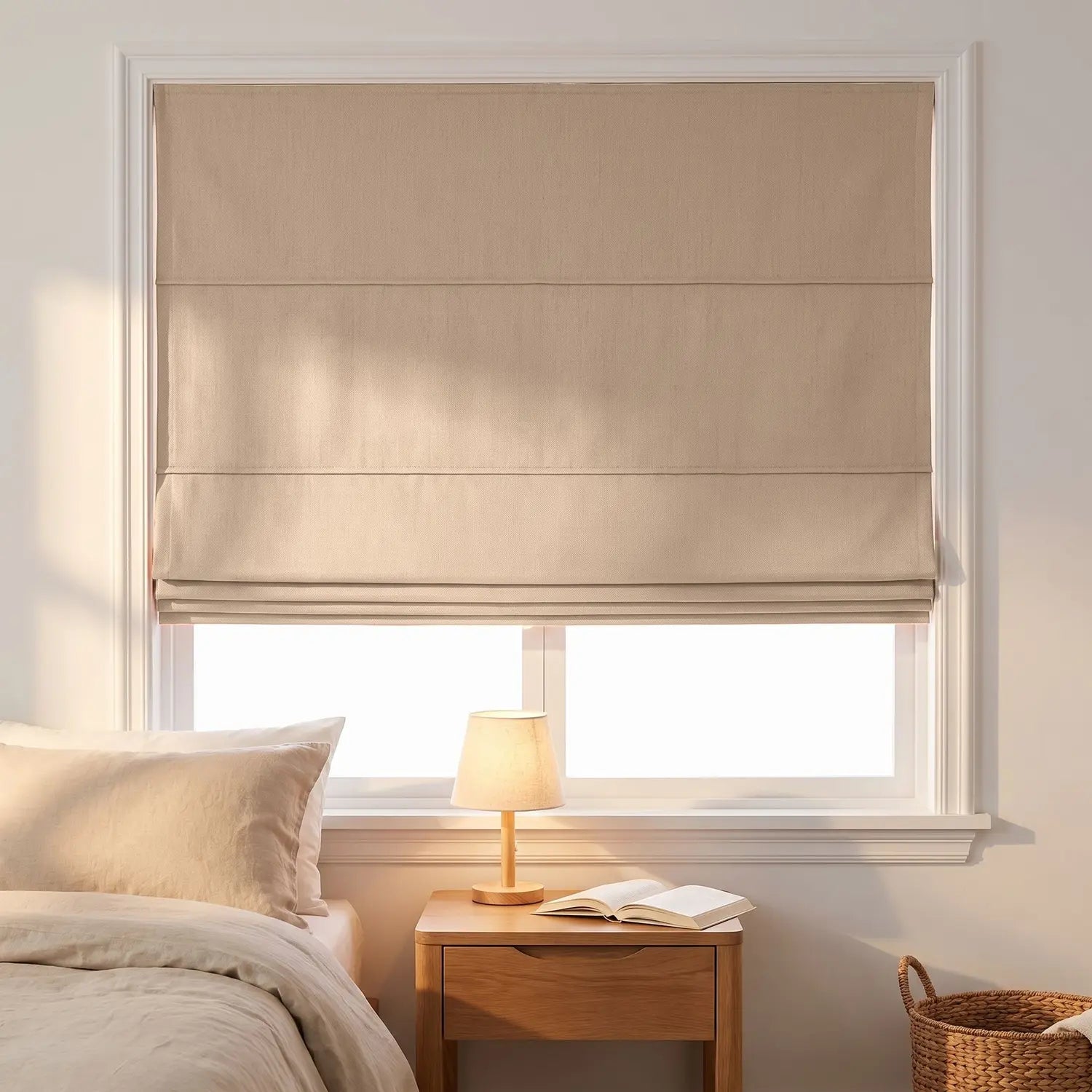 Custom Roman Shade - Apricot in room