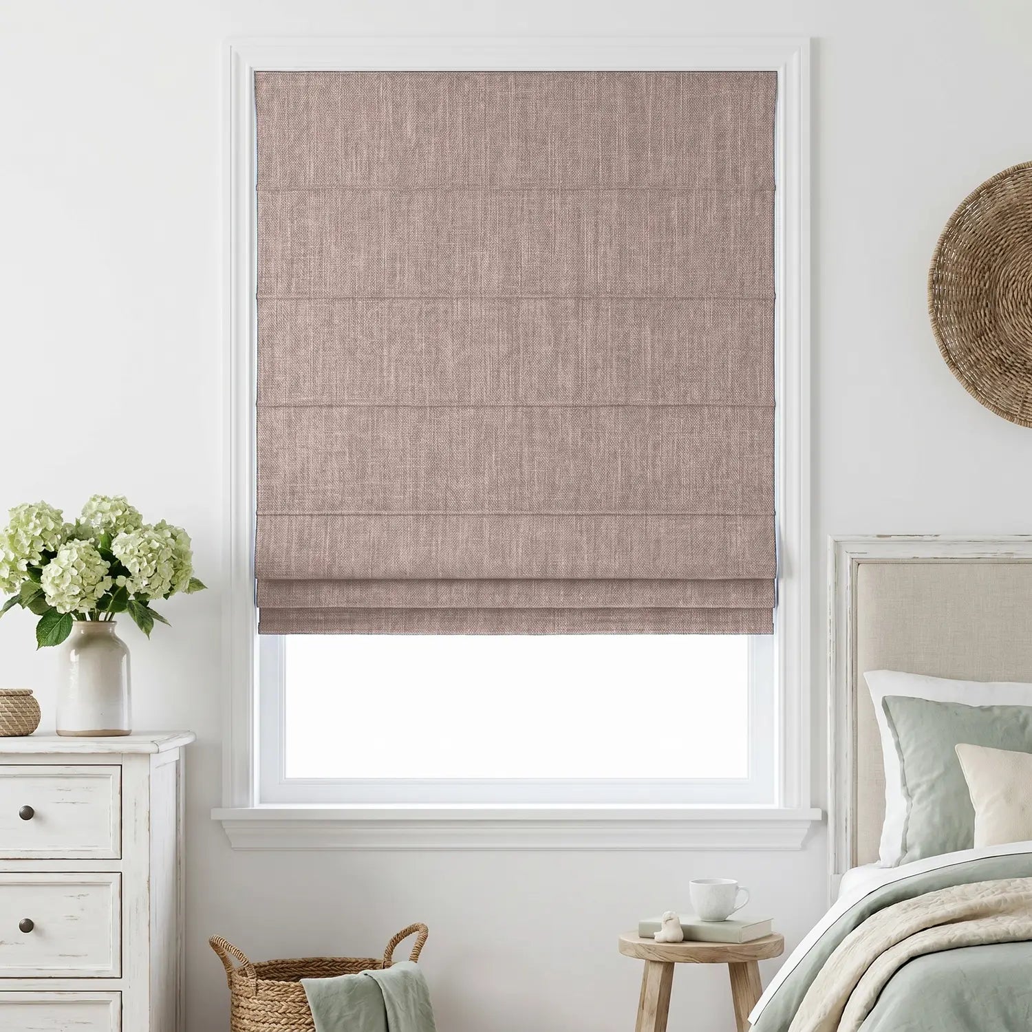 Custom Roman Shade - Apricot in room