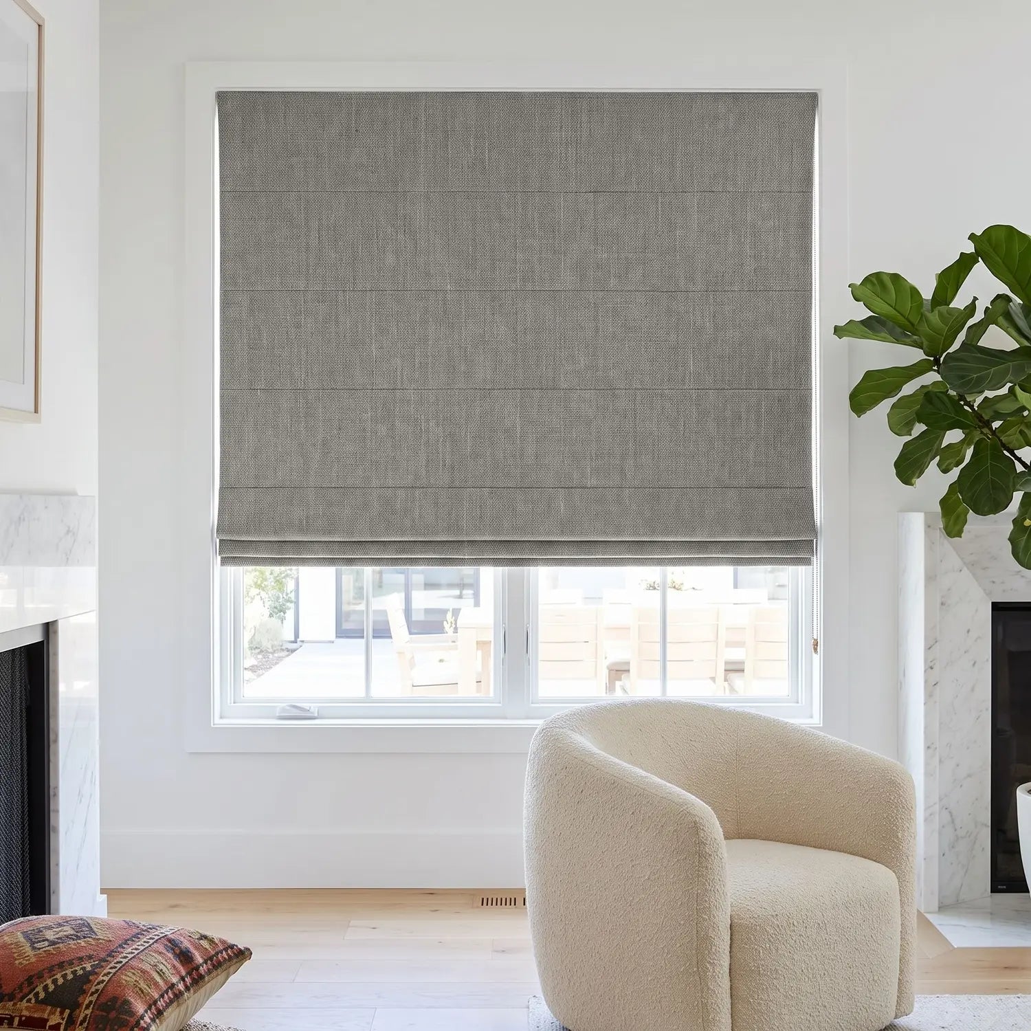 Custom Roman Shade - Mushroom in room