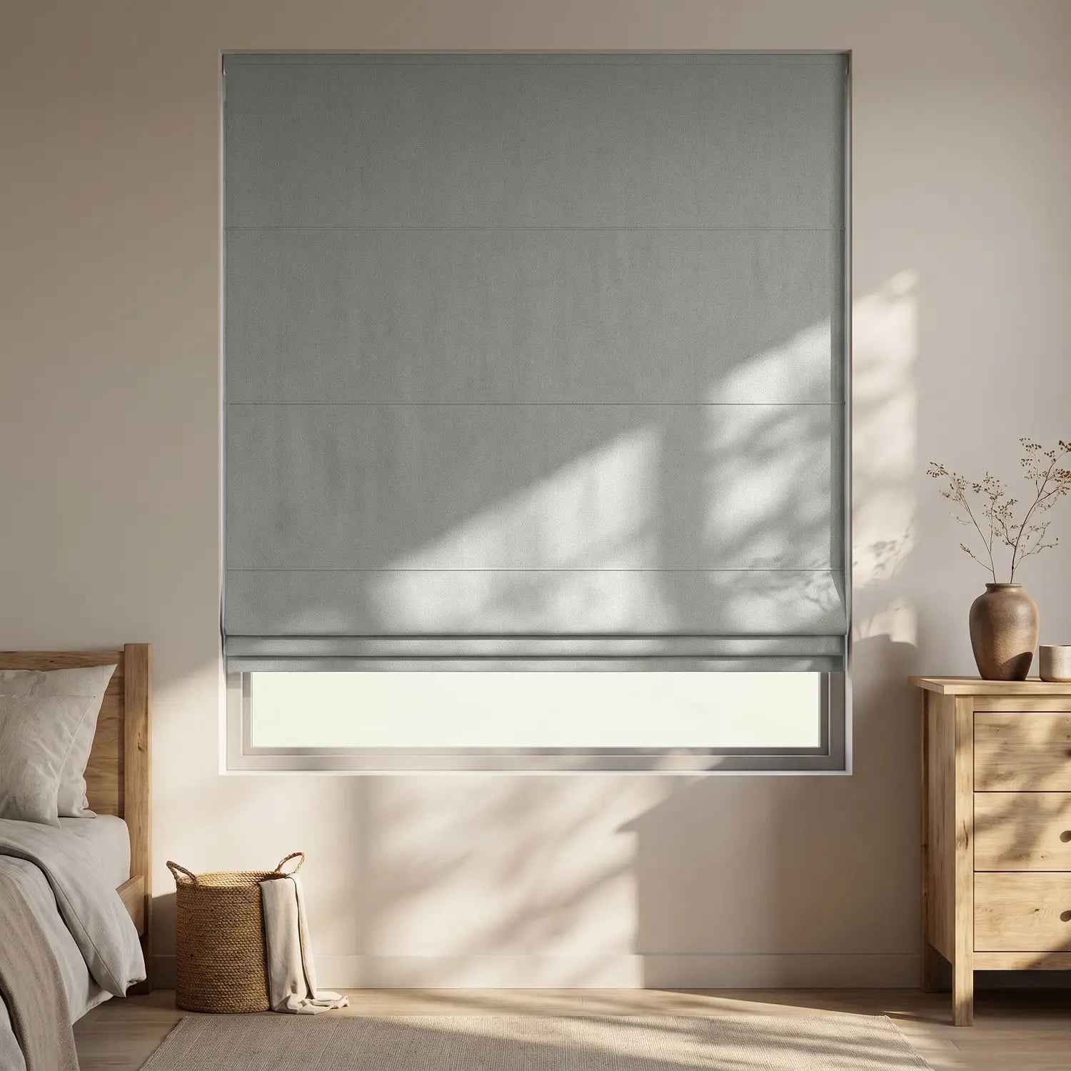 Custom Roman Shade - Almond Cream in room