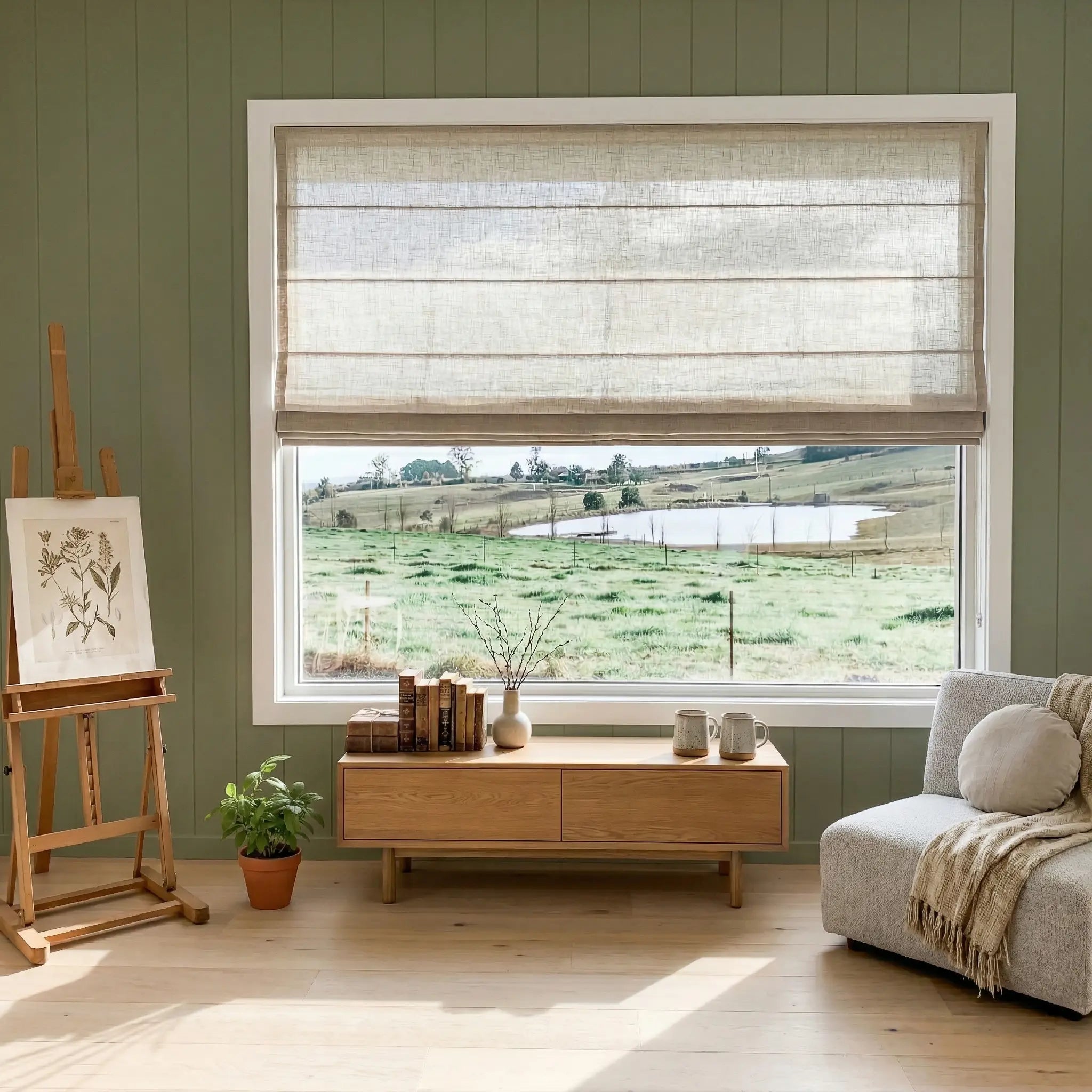 Mistwoven Linen Roman Shades | Soft Light Filtering | Custom Made
