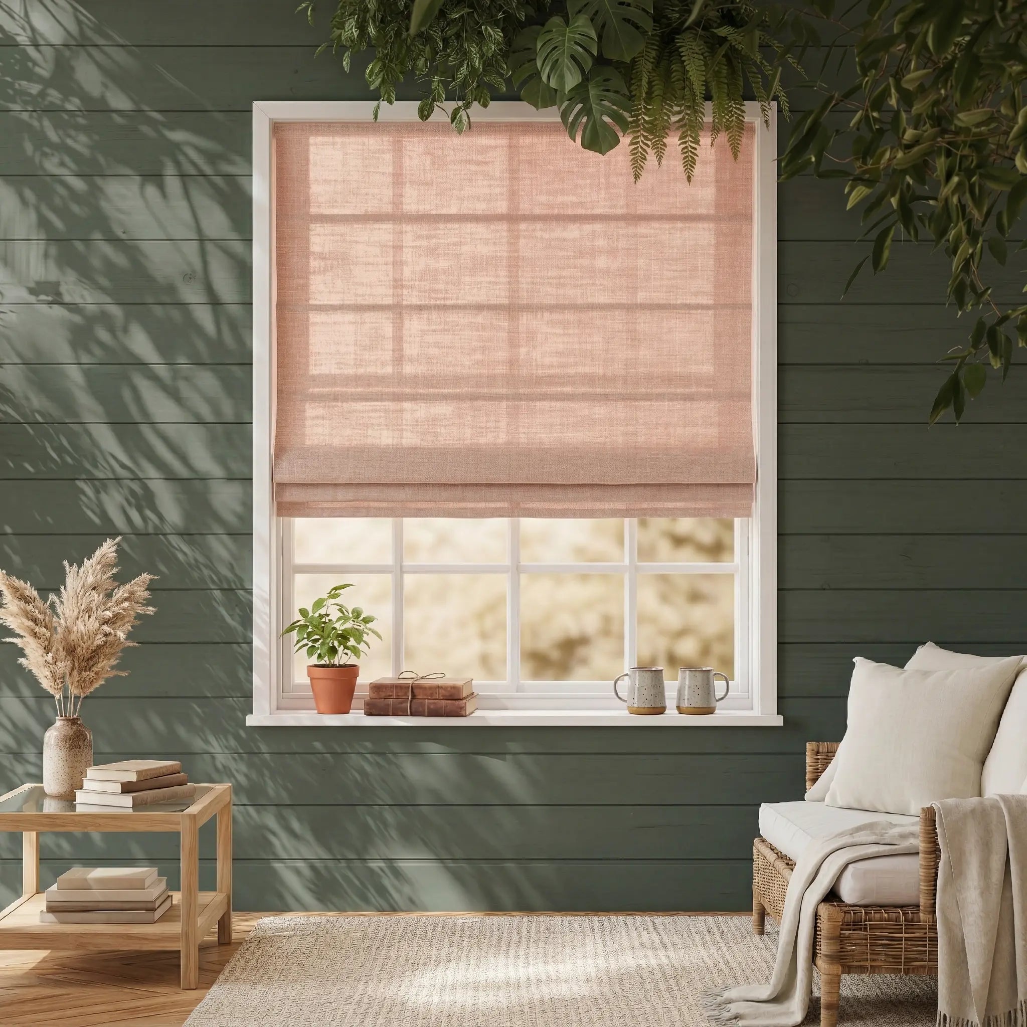 Costom Roman Shades Moss Beige 1038-3