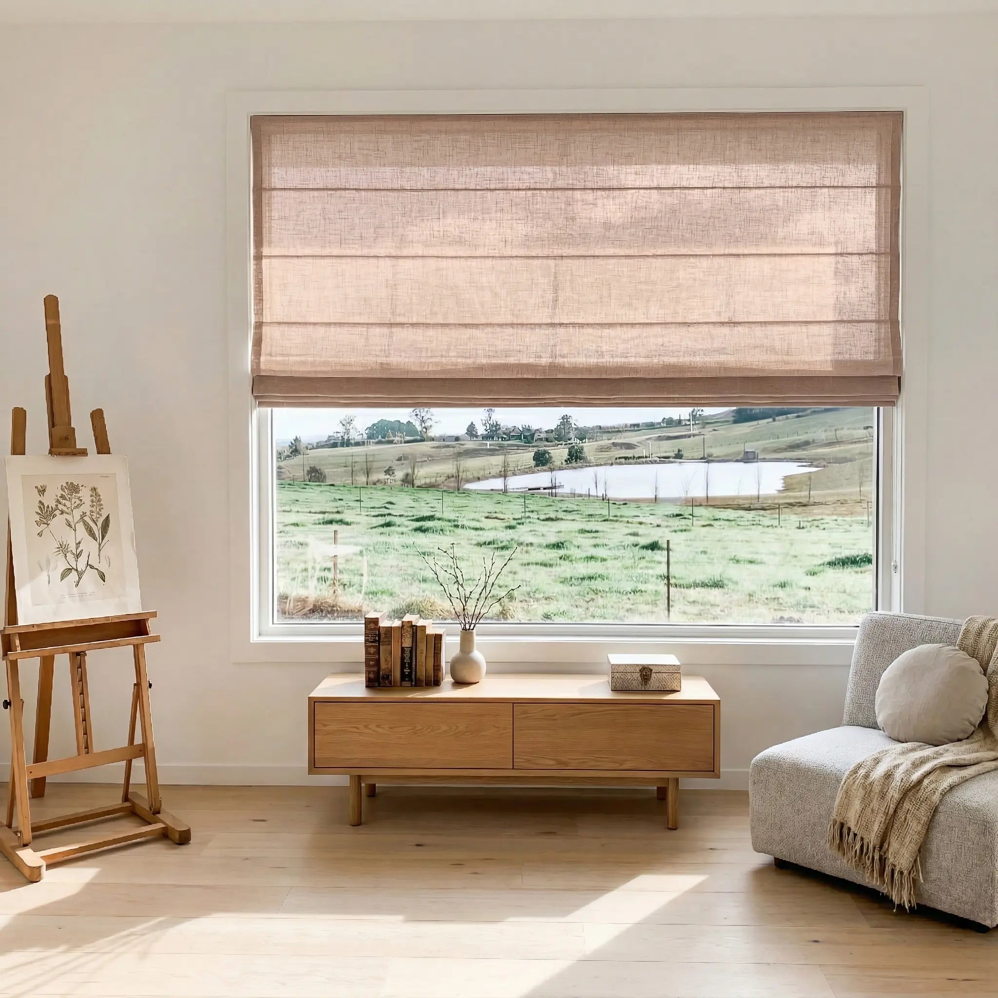Mistwoven Linen Roman Shades | Soft Light Filtering | Custom Made