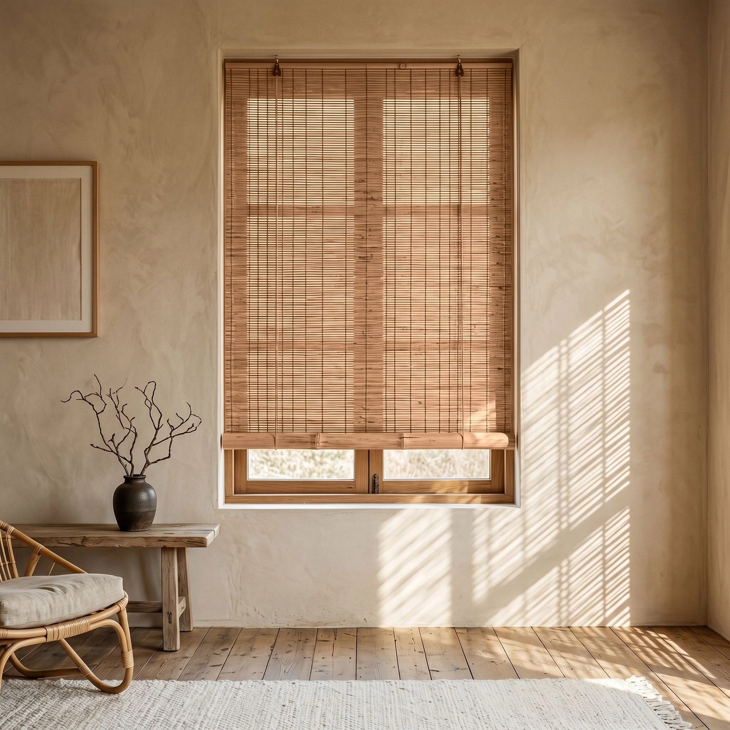 Custom Bamboo Blinds - Natural Bamboo in Wabi Living