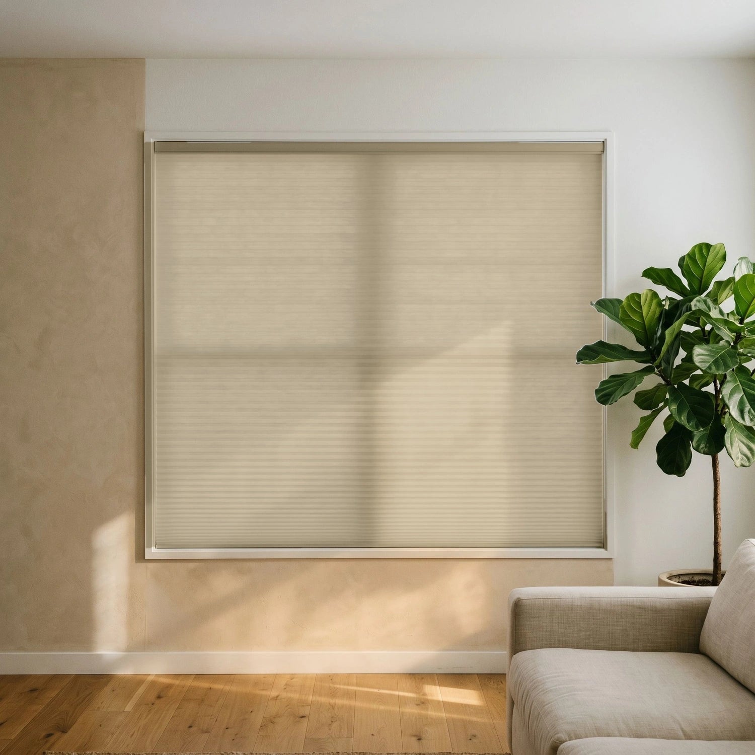 Custom Cellular Shades - Sandstone Beige in Airy Living