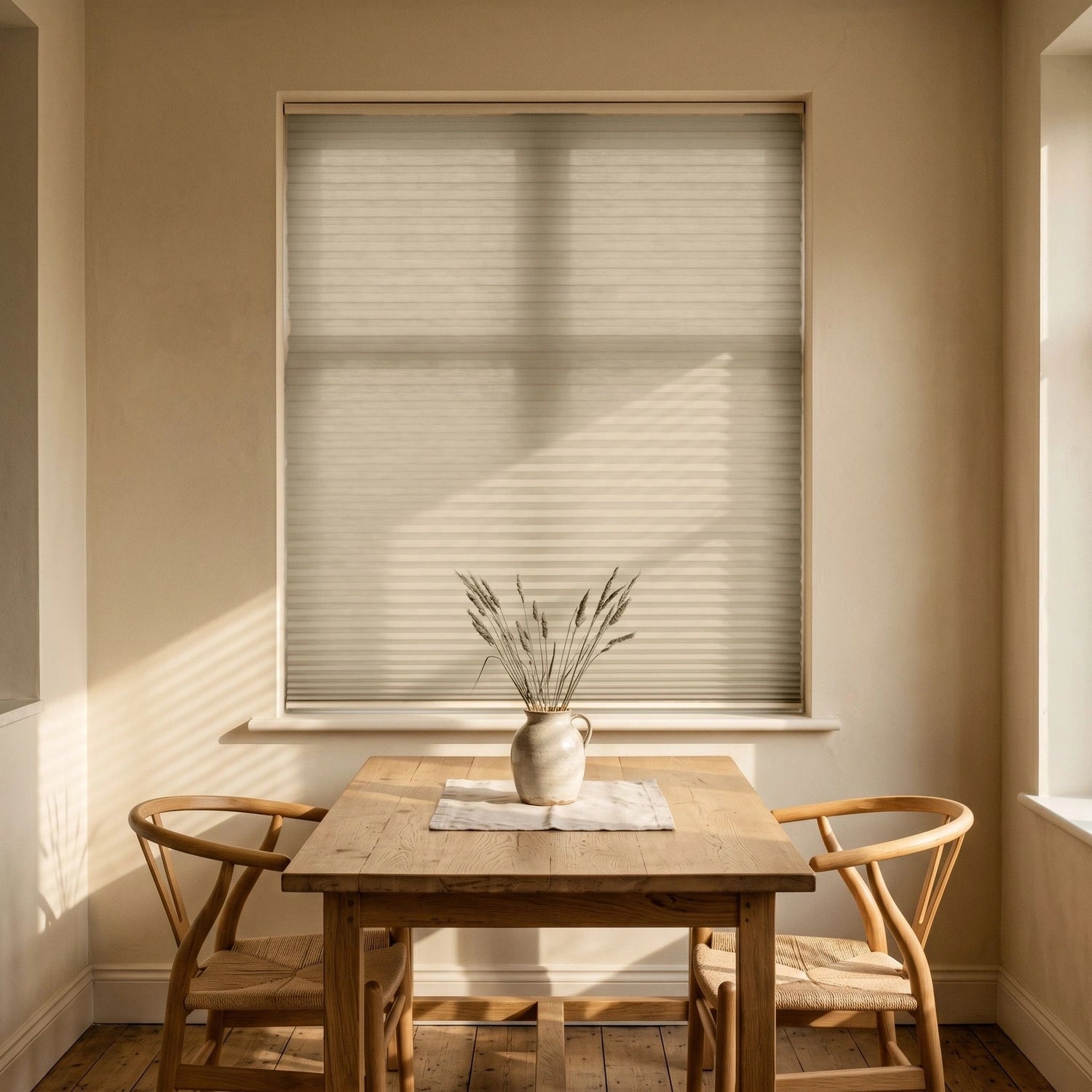 Custom Cellular Shades - Sandstone Beige in Bright Dining