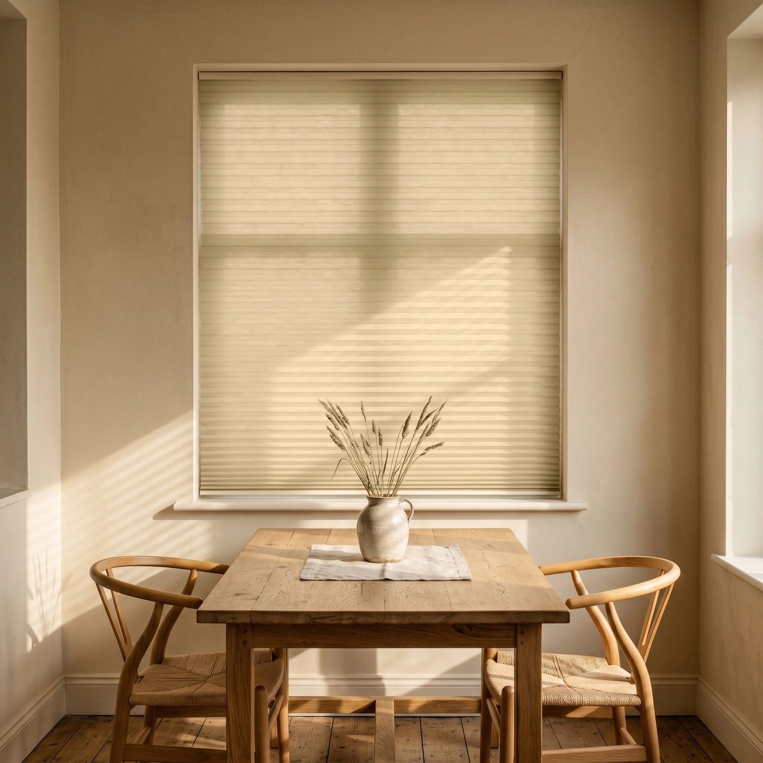 Custom Cellular Shades - Golden Wheat in Bright Dining
