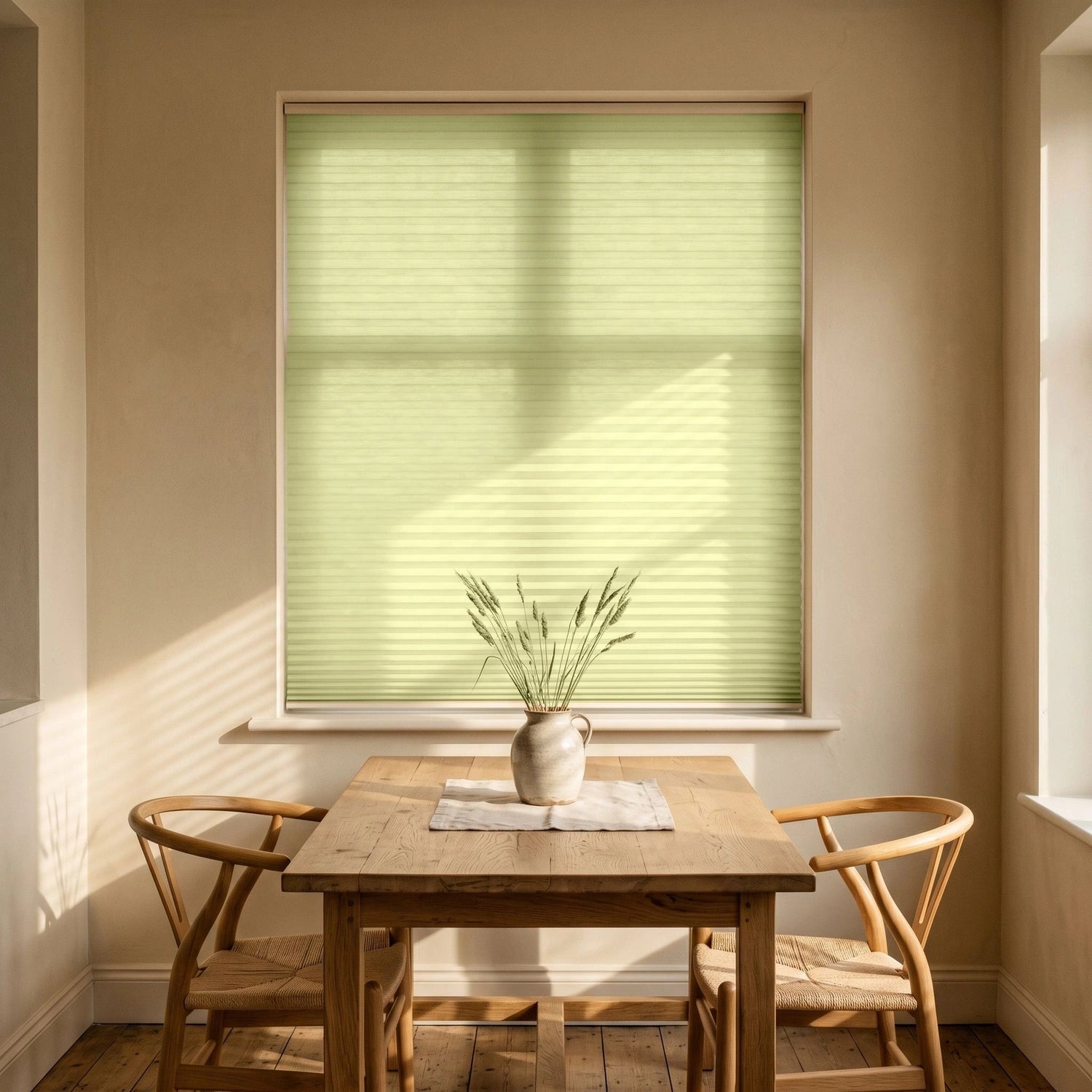 Custom Cellular Shades - Pale Citron in Bright Dining