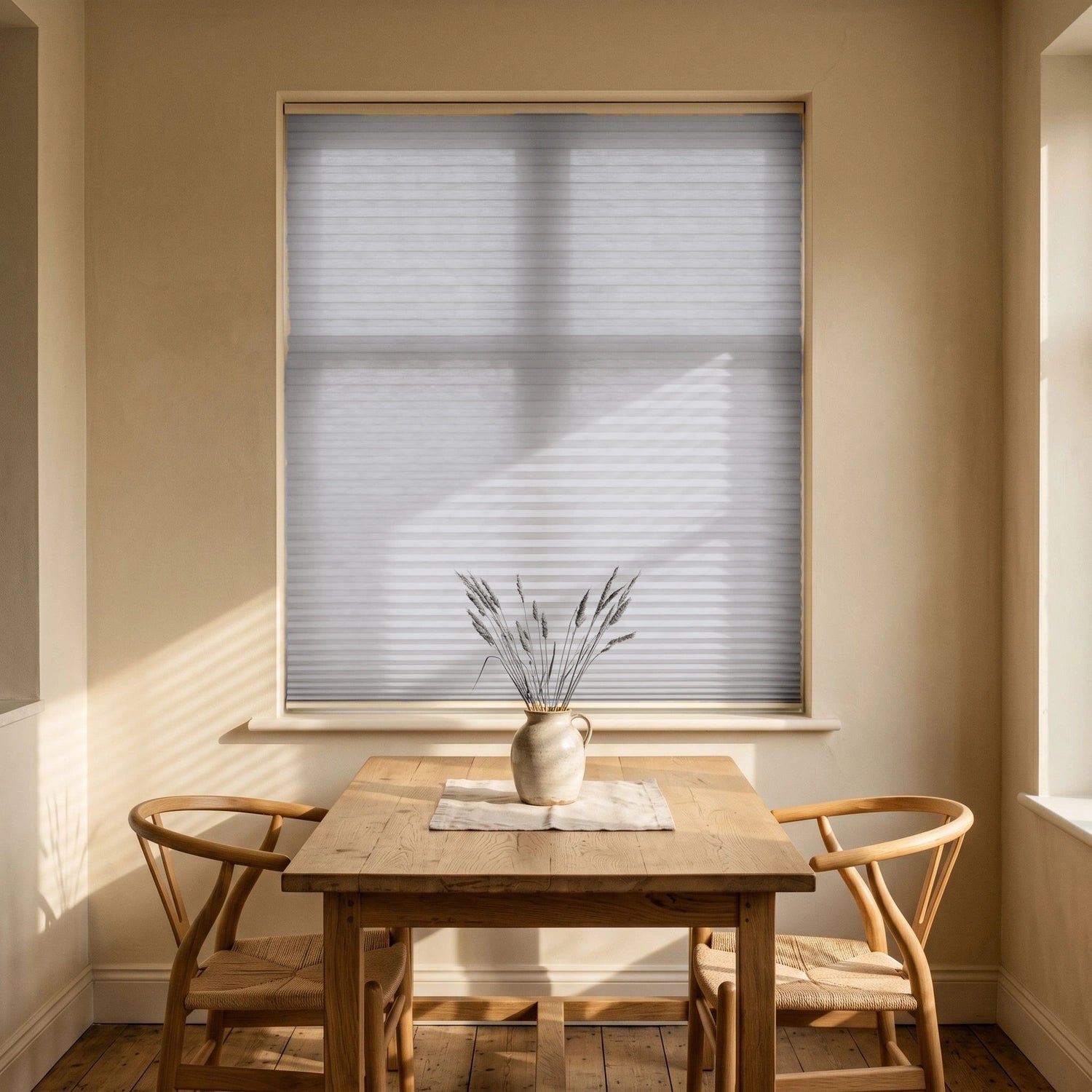 Custom Cellular Shades - Silver Grey in Bright Dining