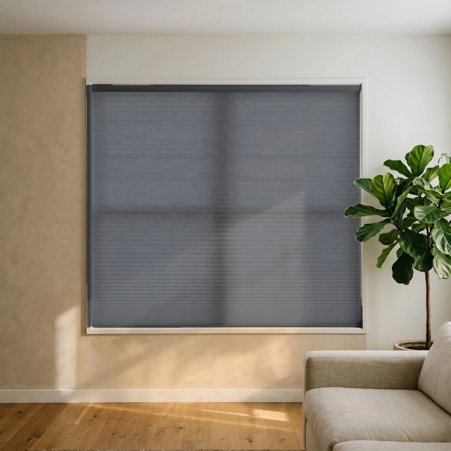 Custom Cellular Shades - Slate Grey in Airy Living