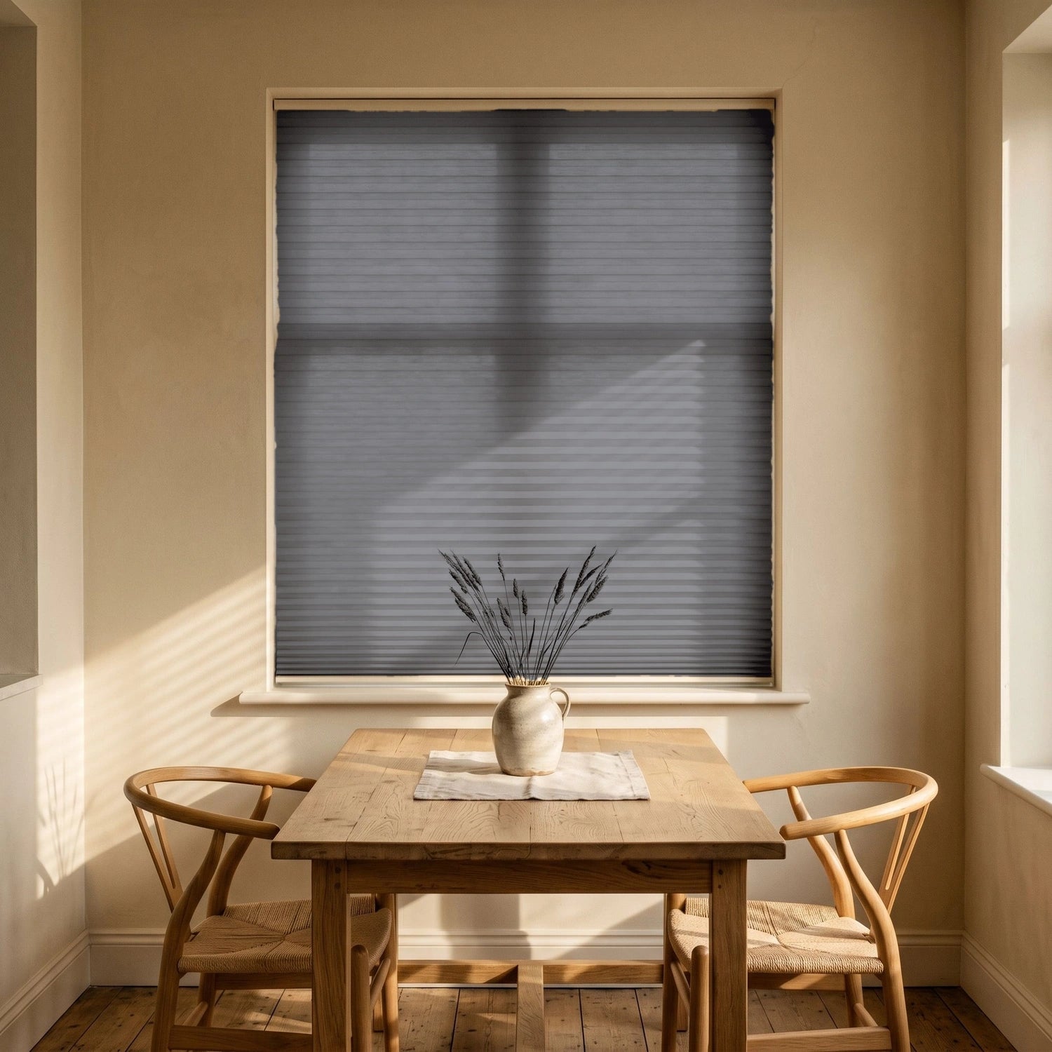 Custom Cellular Shades - Slate Grey in Bright Dining