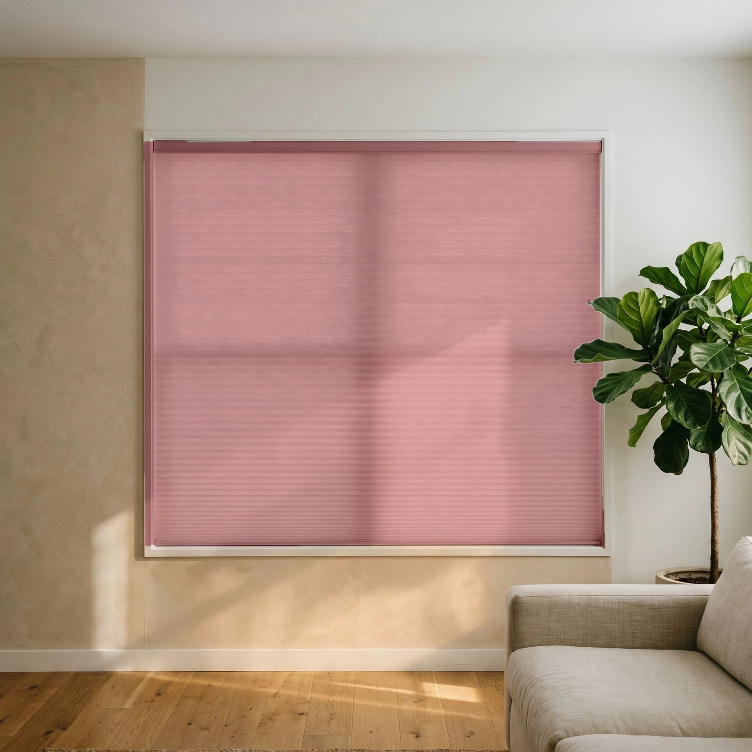 Custom Cellular Shades - Dusty Rose in Airy Living