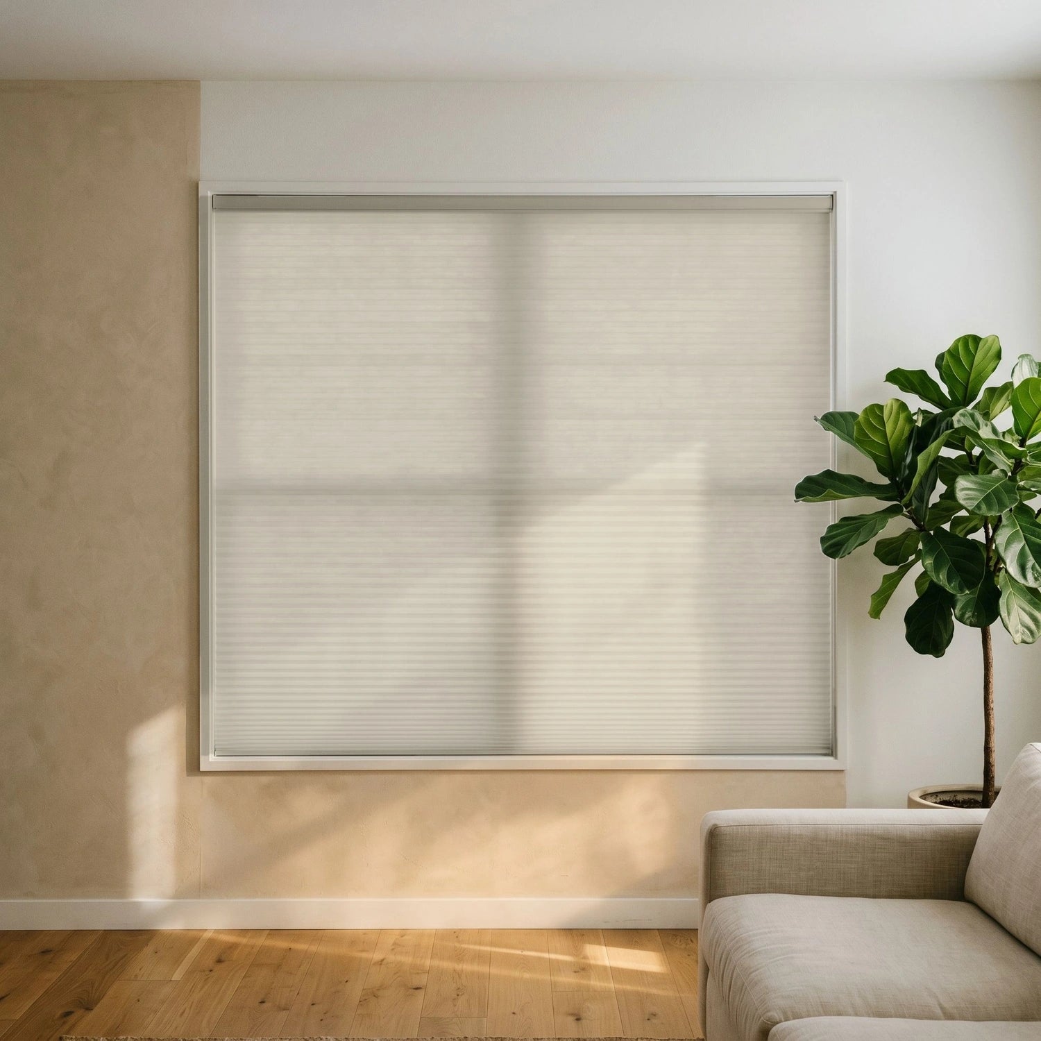 Custom Cellular Shades - Greige in Airy Living